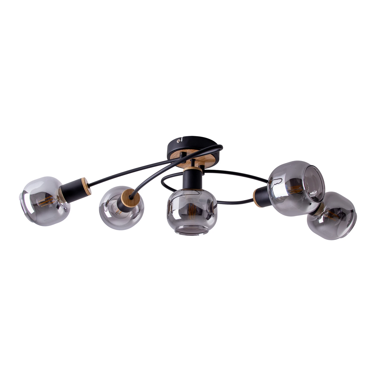 Plafoniera Fumoso, 5 luci, nero