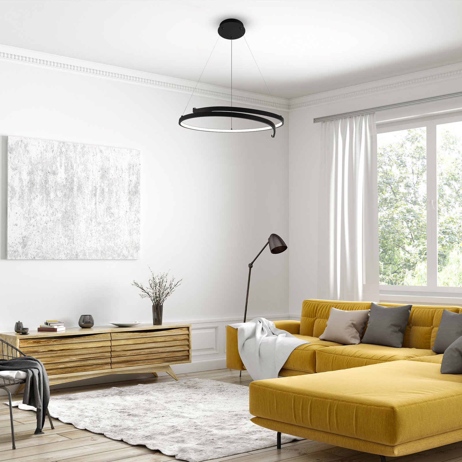 LED-Hängeleuchte Lorenzo, Metall, schwarz, 4.000 K