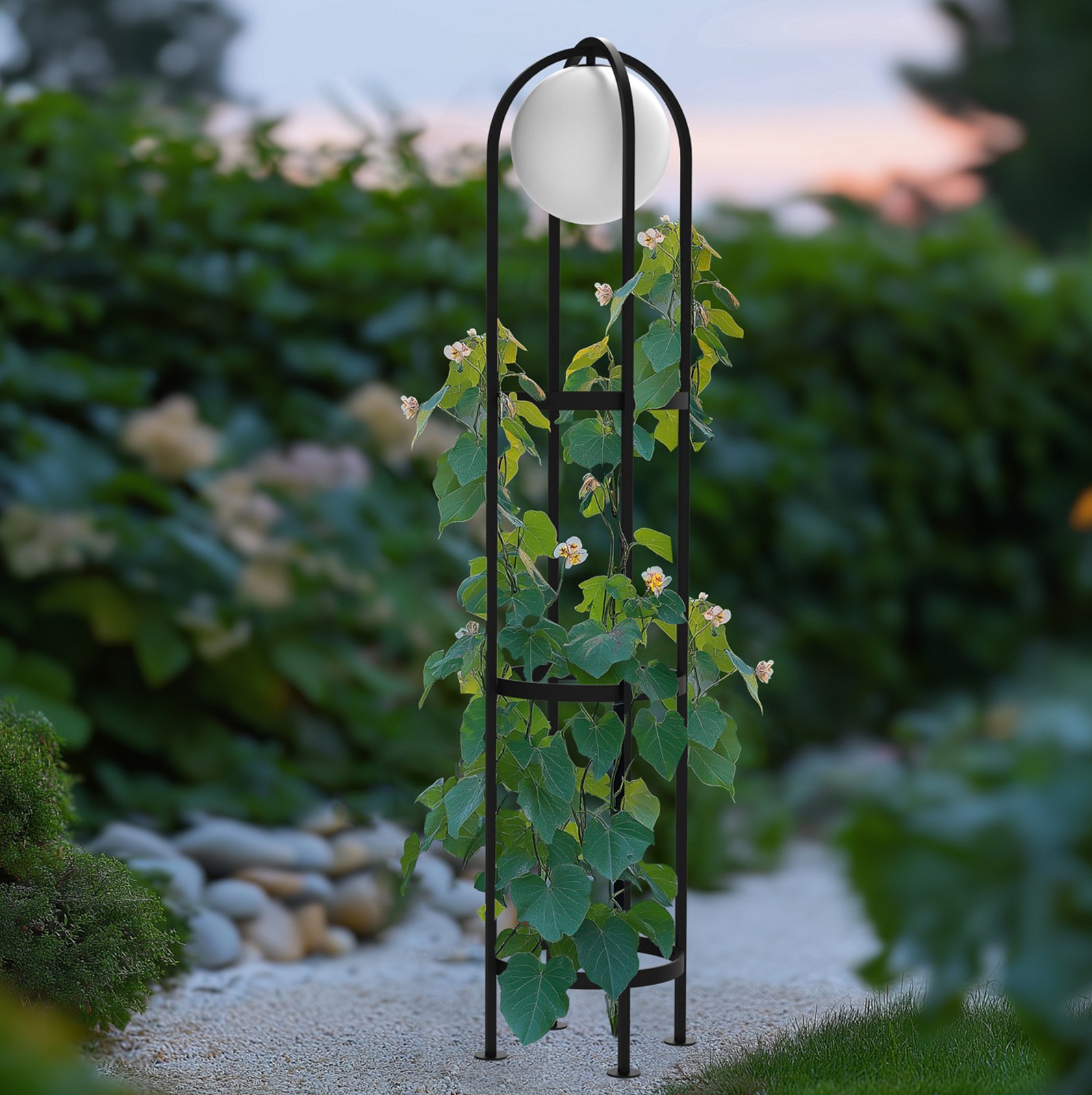 PLANT Lampa tarasowa, metal, 90 cm, kulista, czarna - Lucande PLANT Lampa tarasowa, metal, 90 cm, kulista, czarna - Lucande