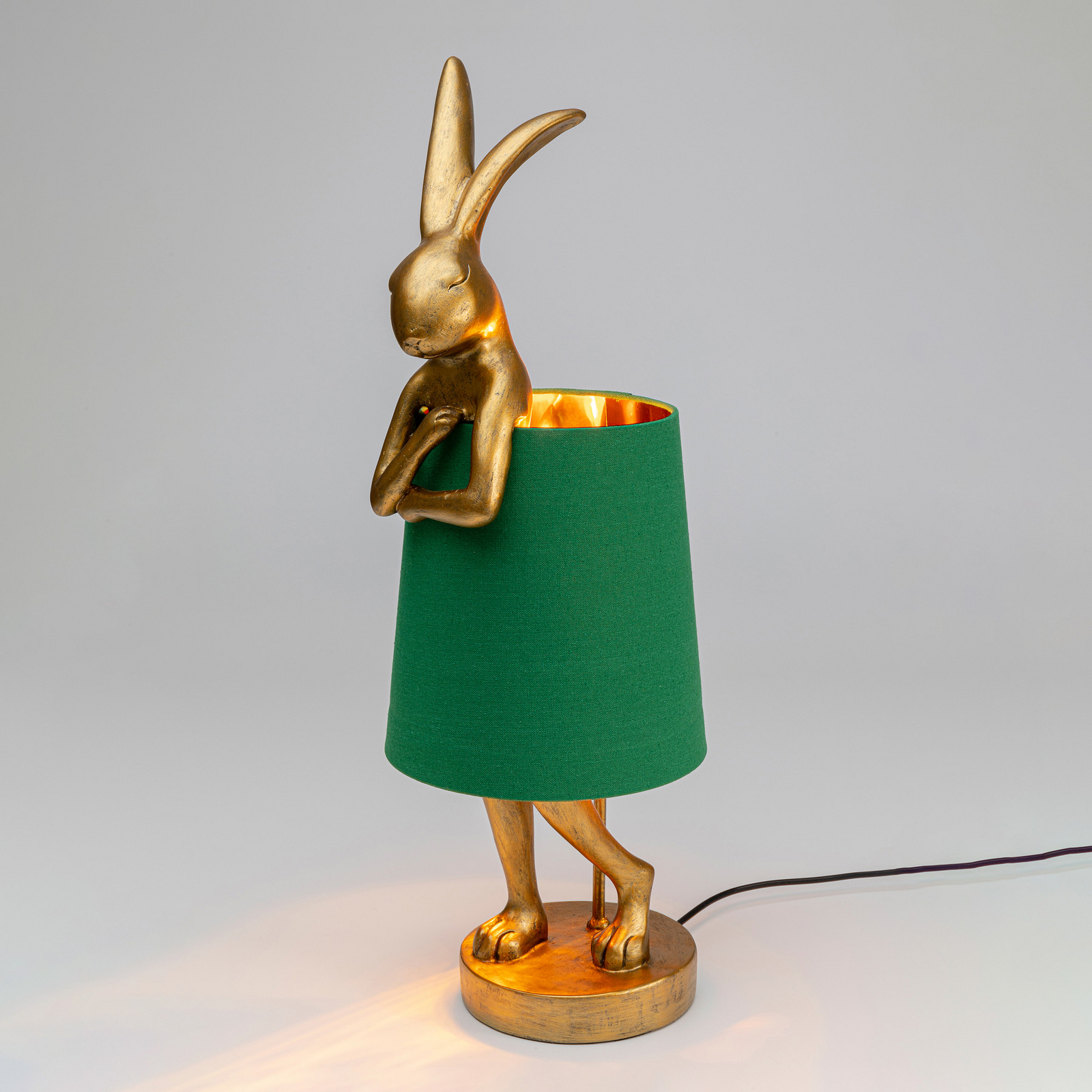 Lampada da tavolo KARE Animal Rabbit, oro/verde, 68 cm, E14