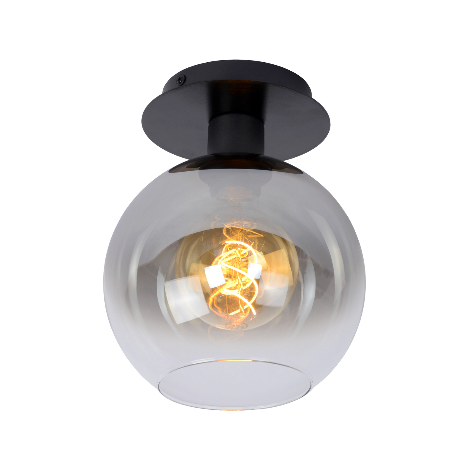 Marius loftlampe, glasskærm, sort, 1 lyskilde