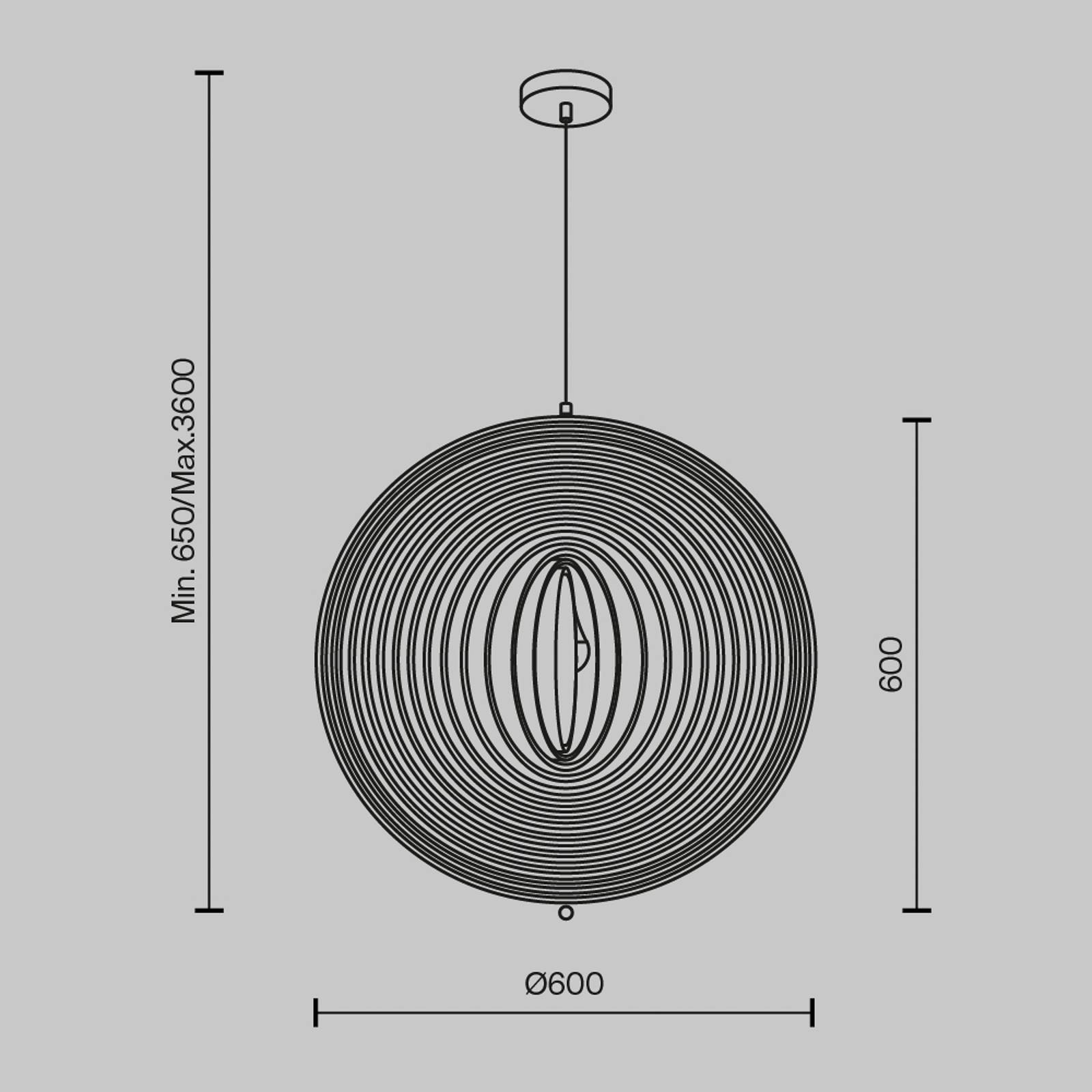 Lampa wisząca Maytoni Roots, kształt kulisty, Ø 60 cm, drewno/czarny