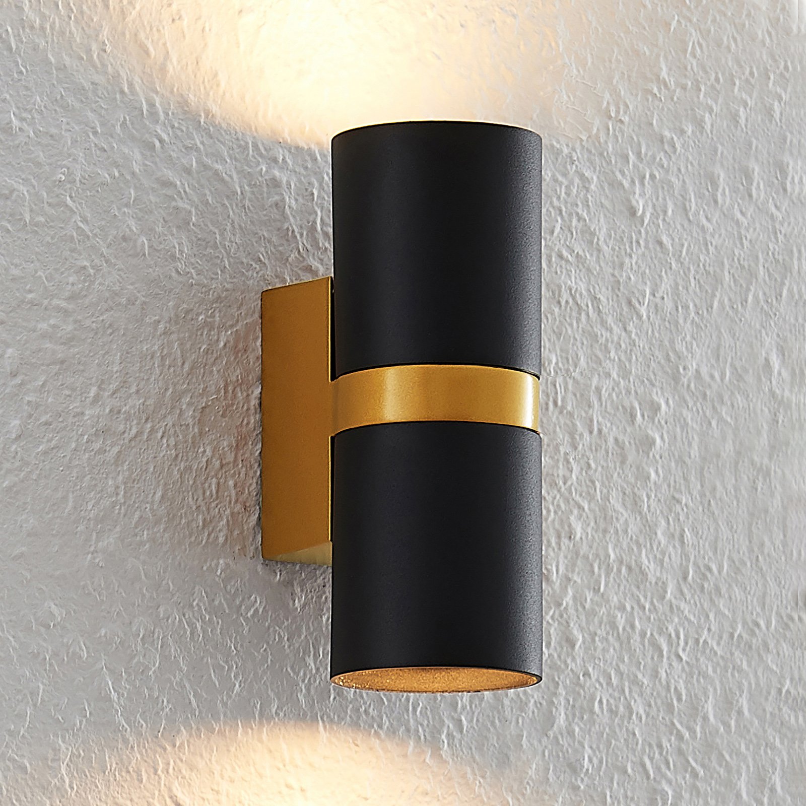 Arcchio Arsa wall light, 2-bulb, black, for Hallway, aluminium, GU10, 8 W, energy efficiency: A++, W: 5.4 cm, H: 13.8 cm