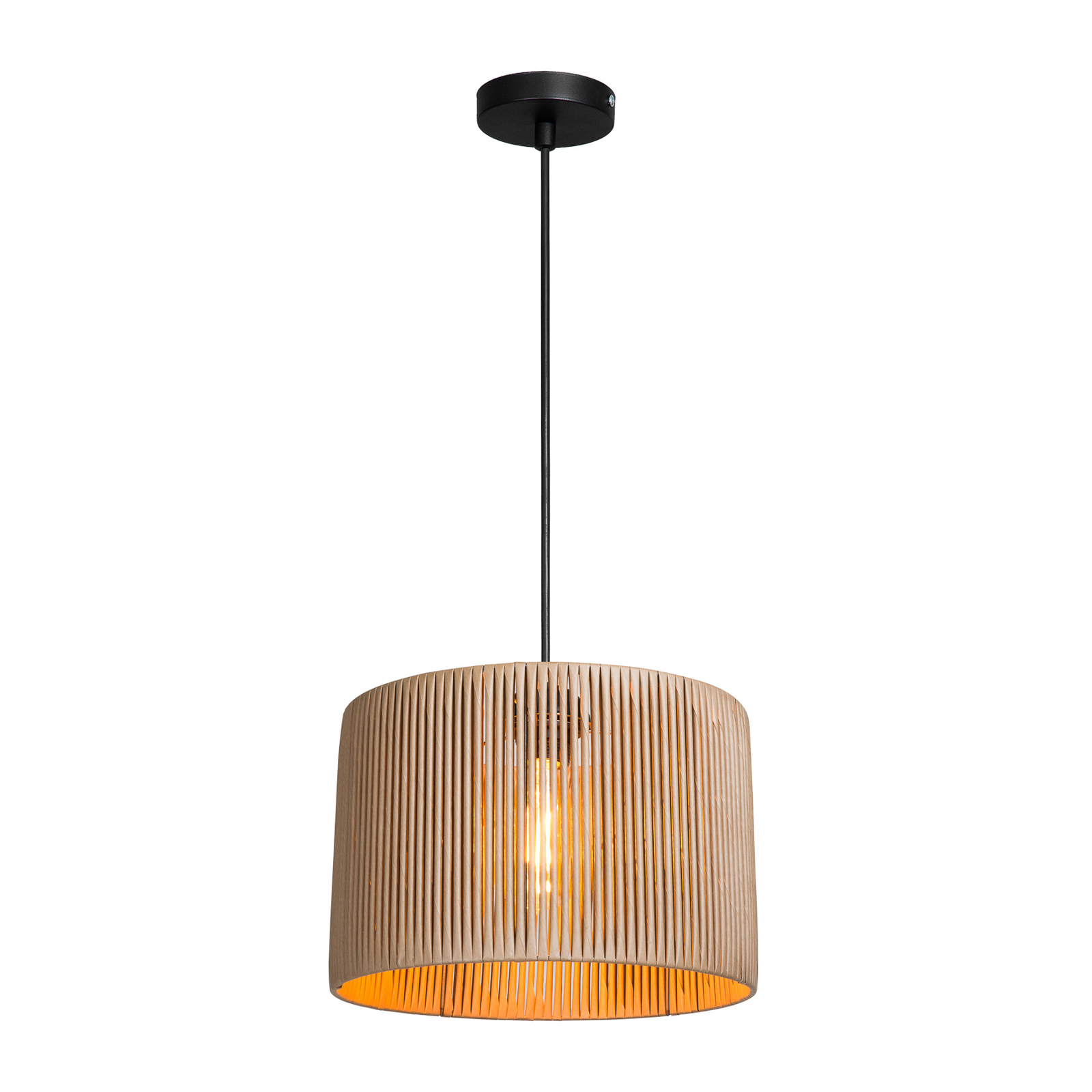 Candeeiro suspenso Roya Cylinder, Ø 30 cm, bege, papel