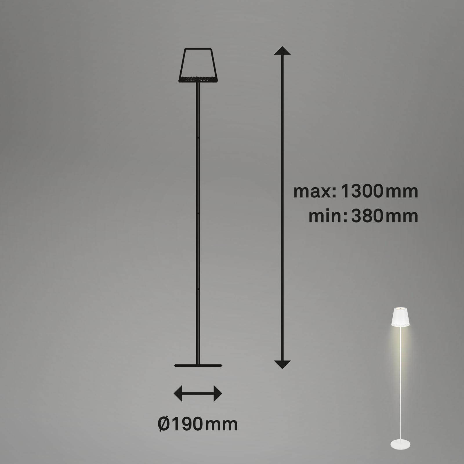 Επαναφορτιζόμενο φωτιστικό δαπέδου Kiki LED, 2.700K, λευκό