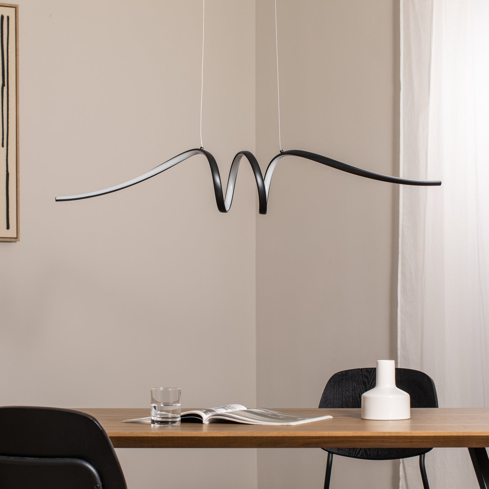 Lampă suspendată LED Loop, metal, negru-crom, 4.000 K Lampă suspendată LED Loop, metal, negru-crom, 4.000 K