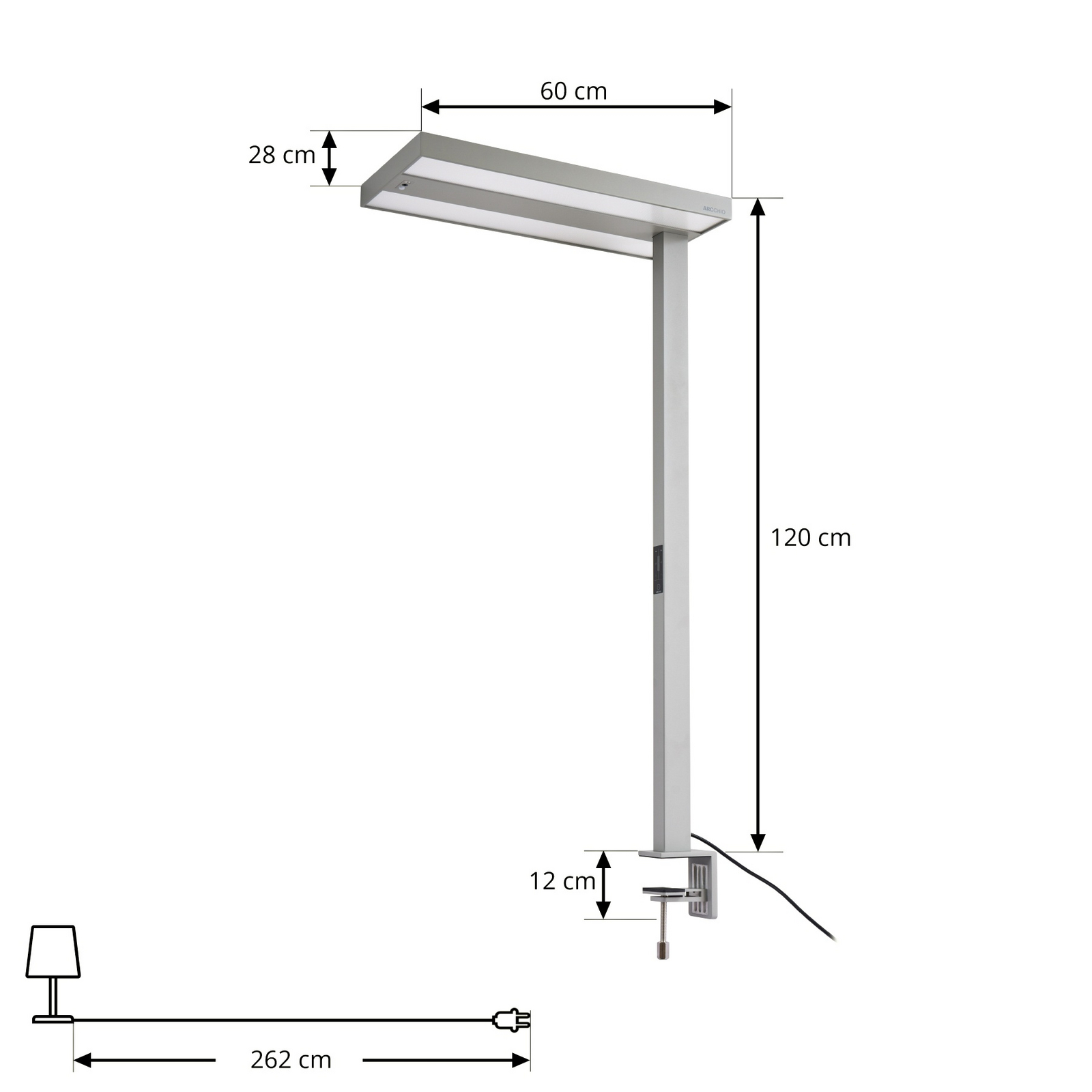 Arcchio LED-Büro-Klemmleuchte Logan, silber, dimmbar, Sensor Arcchio LED-Büro-Klemmleuchte Logan, silber, dimmbar, Sensor