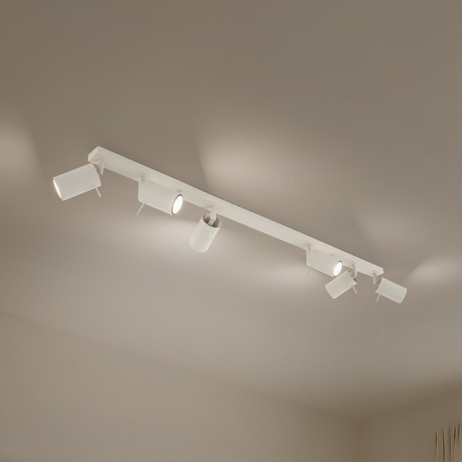 Ring takspotlight, beige, längd 117 cm, stål, 6 lampor.