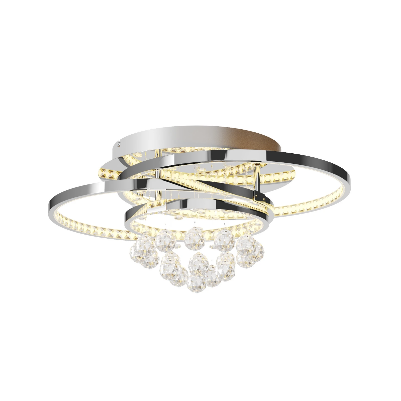 Lucande LED-Deckenleuchte Keely, chromfarben, Kristall, 45cm