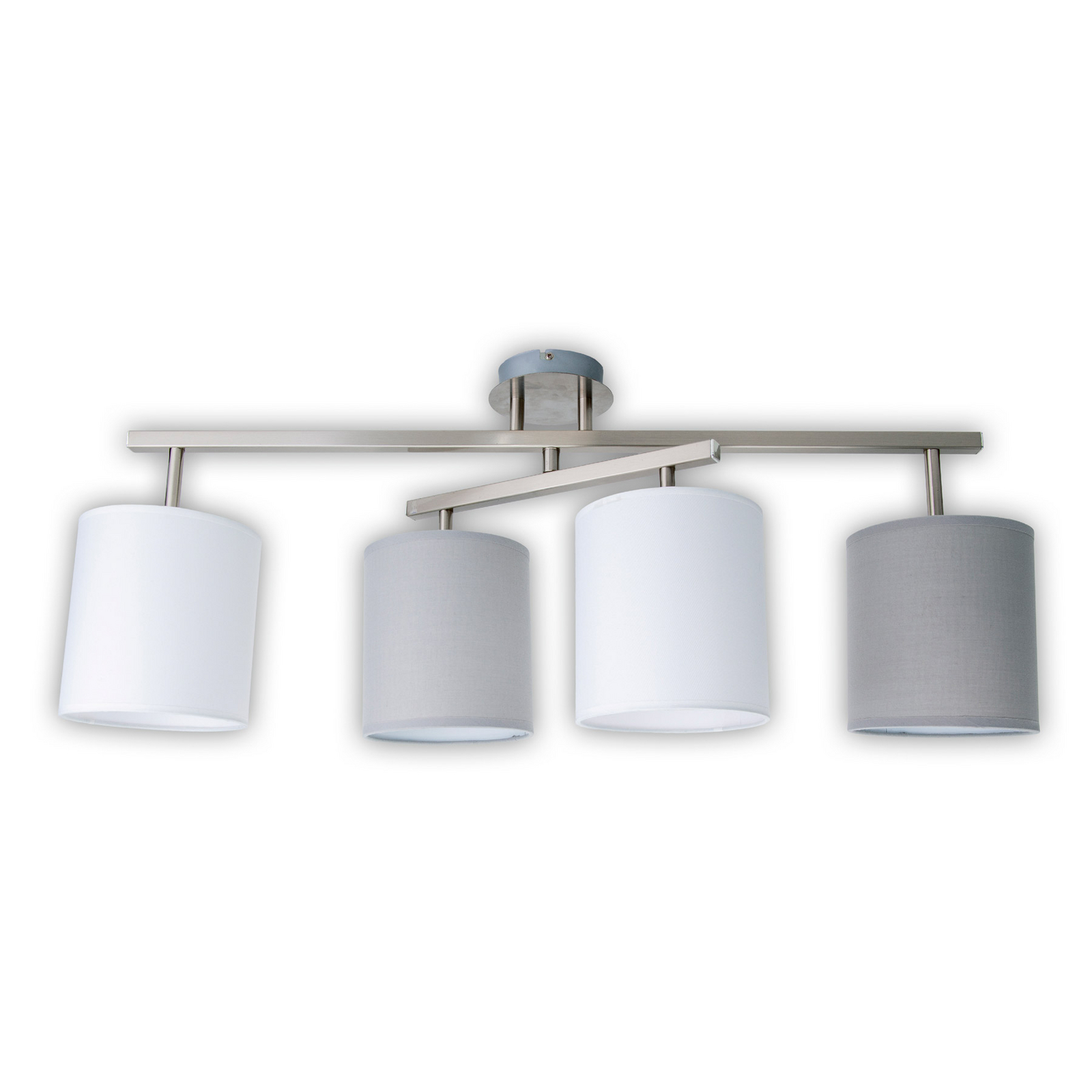 Plafonnier Tilden 4 abat-jour en tissu, gris/blanc