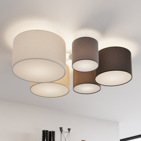 Lindby Laurenz taklampa, 5 lampor, 90 cm brunbeige