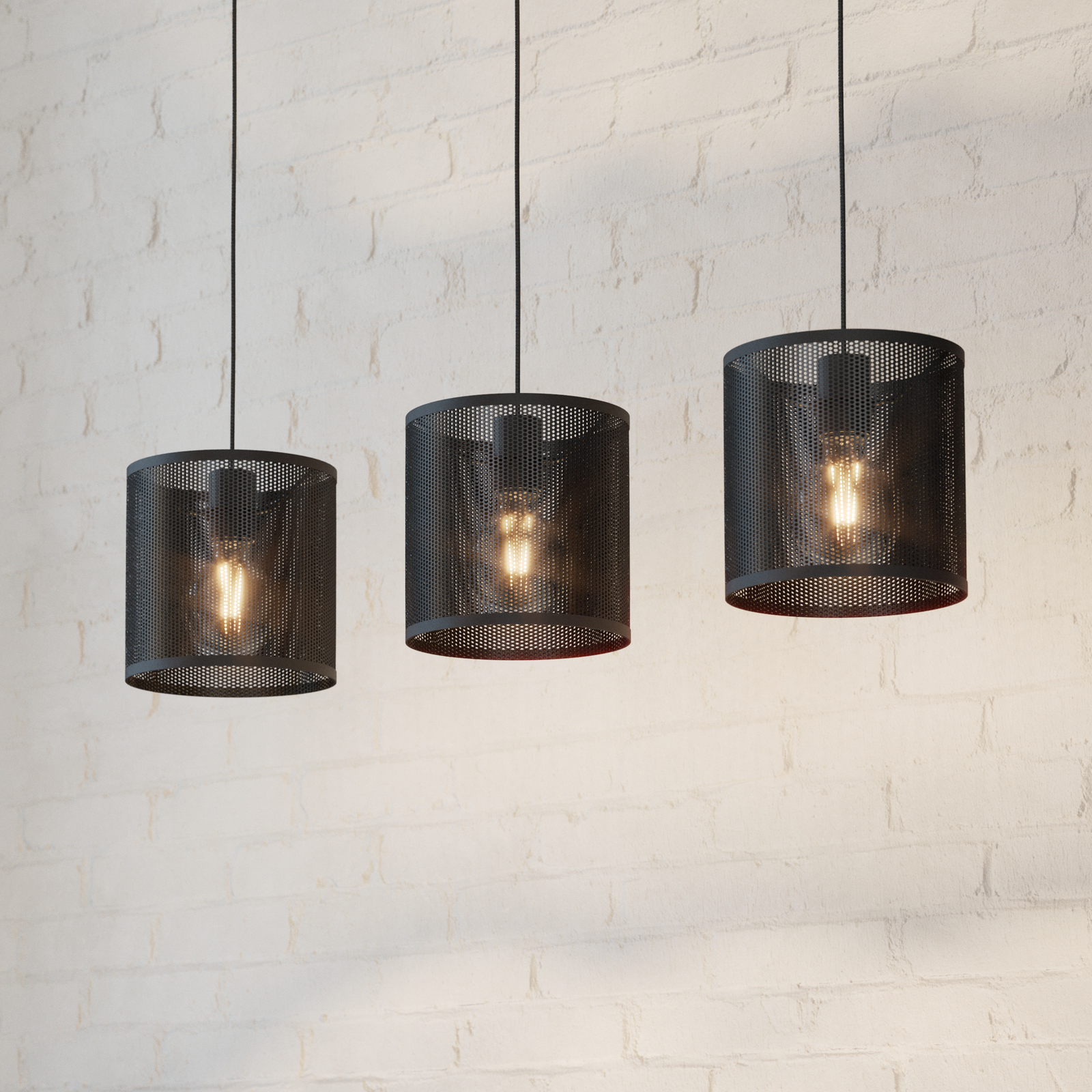 Manby lampă suspendată, lungime 90 cm, negru, 3 lumini, oțel