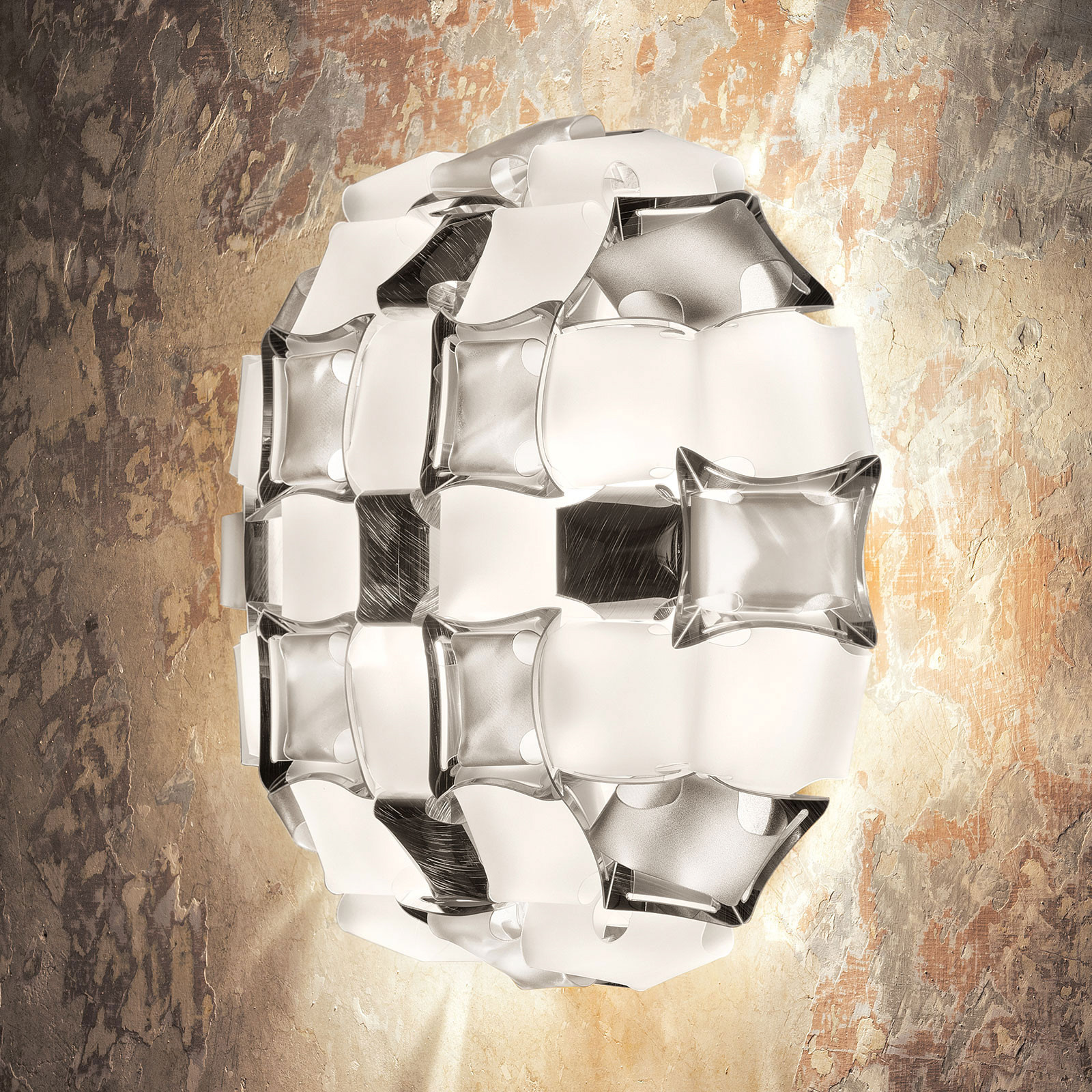 Candeeiro de parede Slamp Mida, 32x32 cm, platina/branco