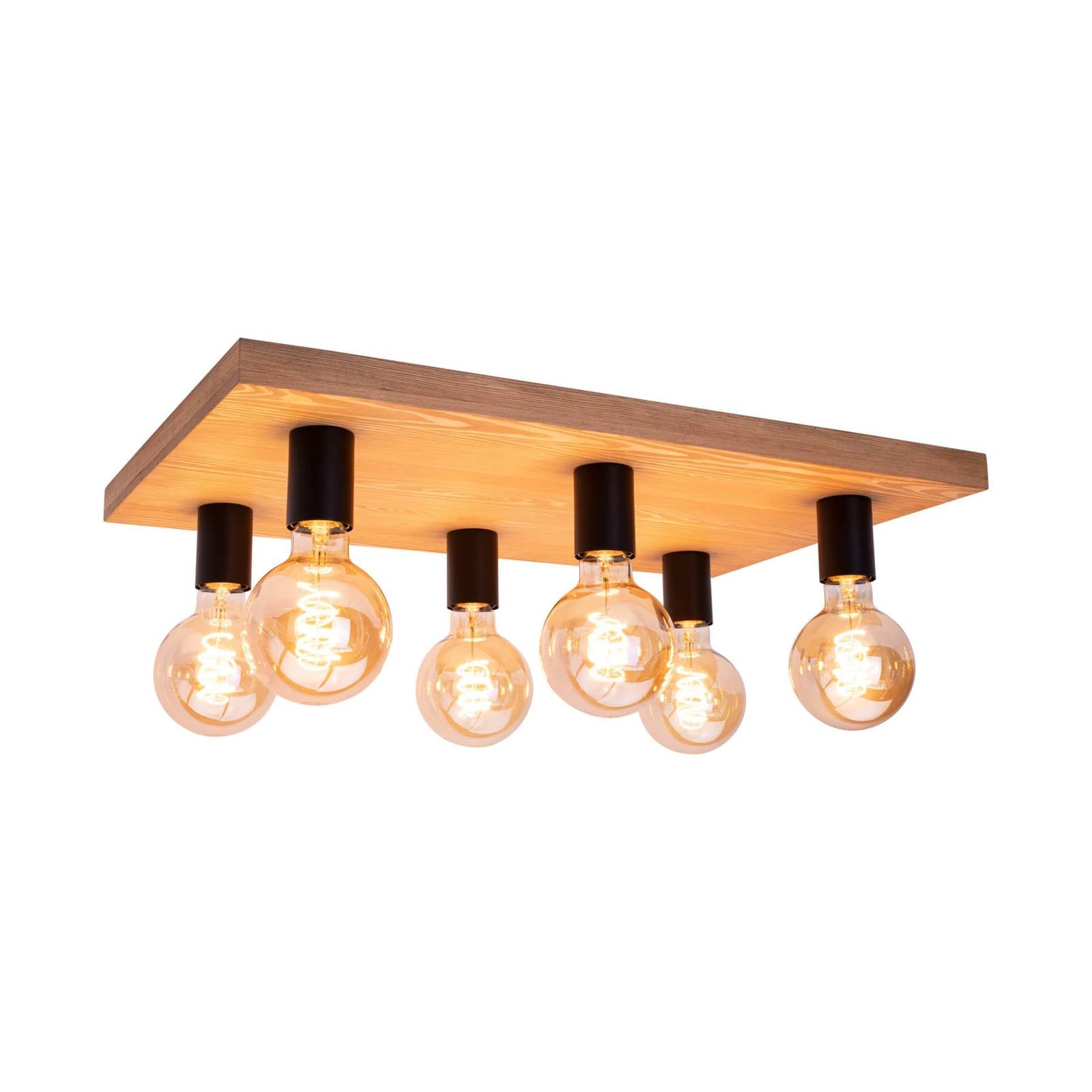 Envostar Lobo Deckenlampe 6fl. Kiefer braun