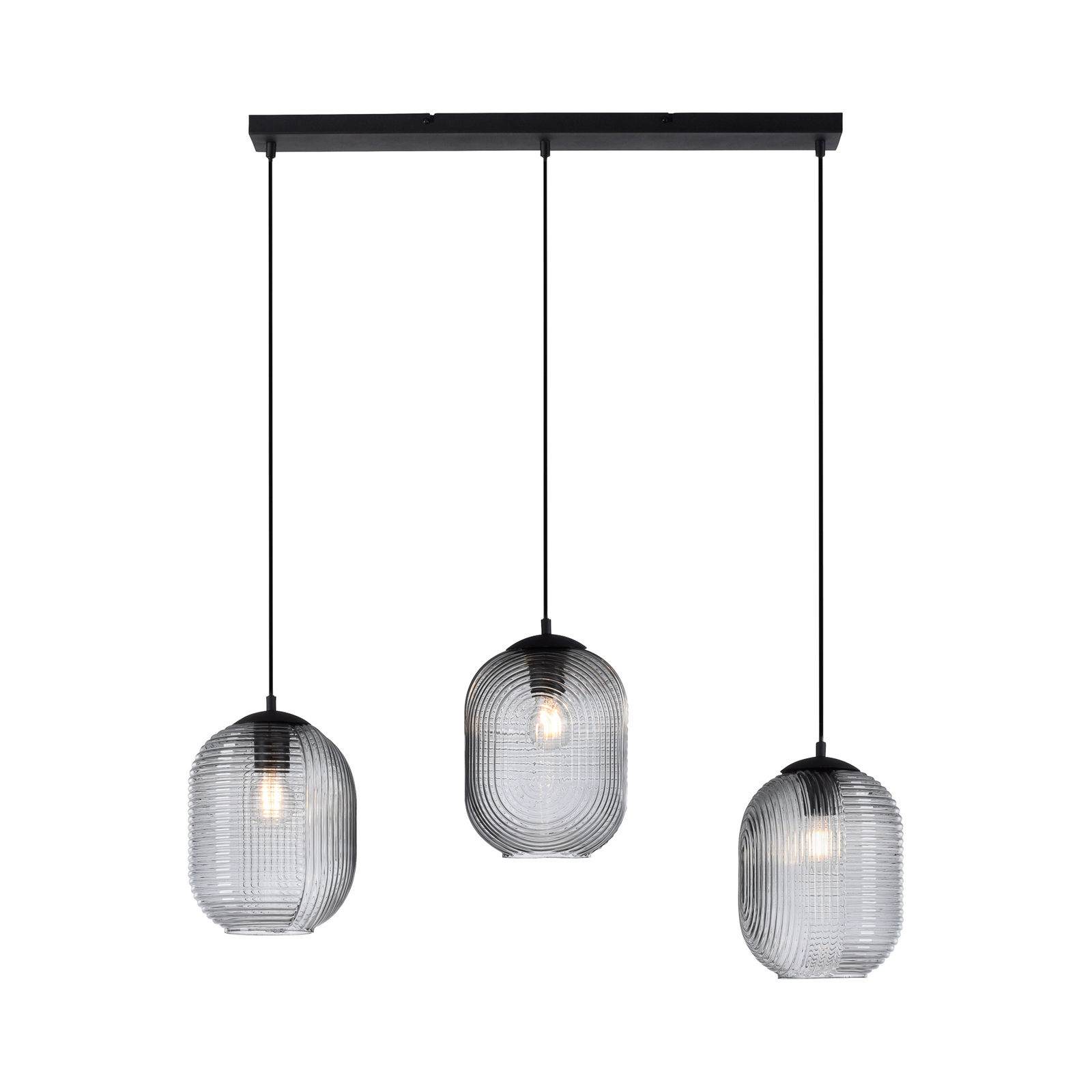 Shitake pendant light, 3-bulb, smoky grey