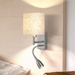 Dreamer linen wall light with LED reading lamp