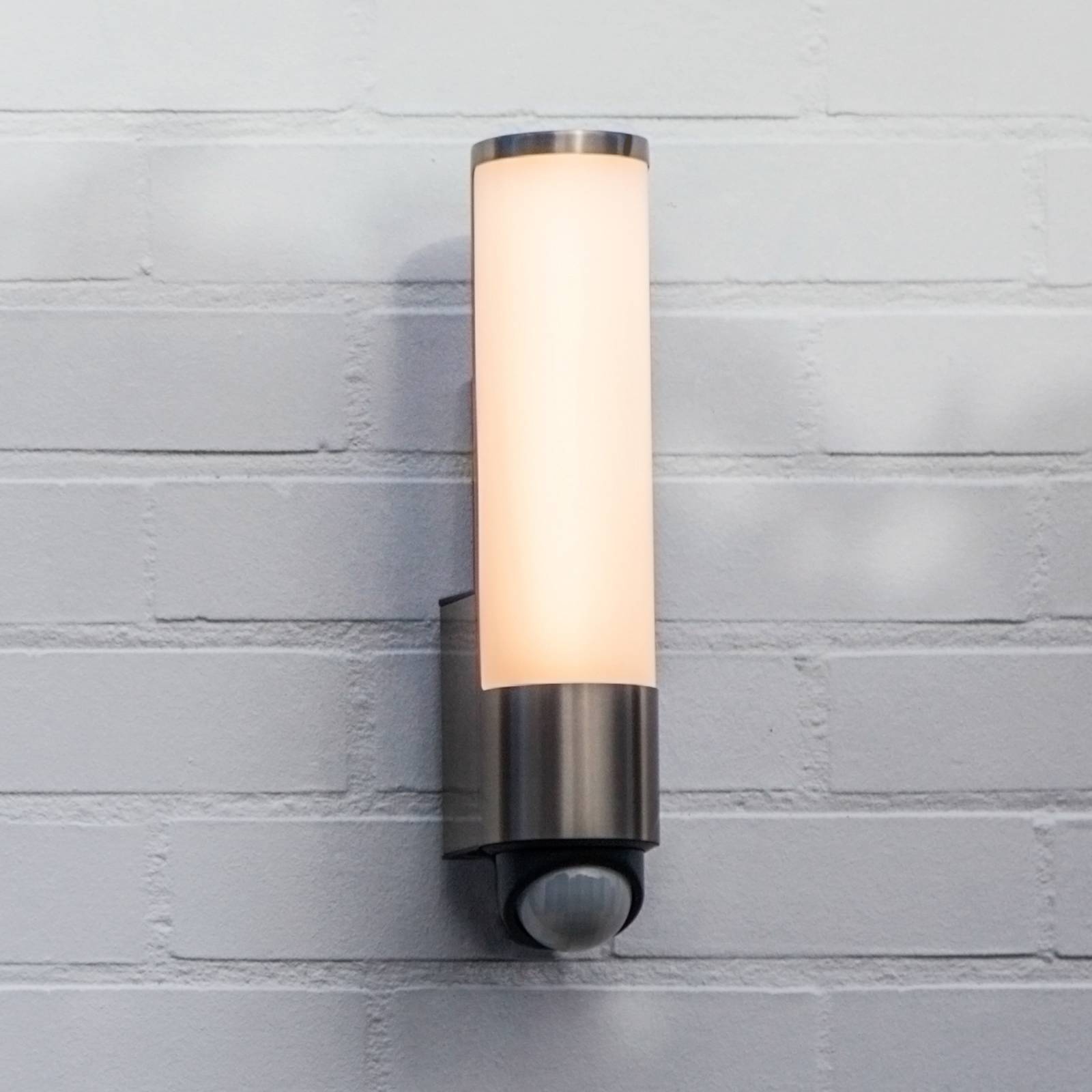 LEDA LED-sensor-udendørs væglampe, stål, højde 35 cm, IP44