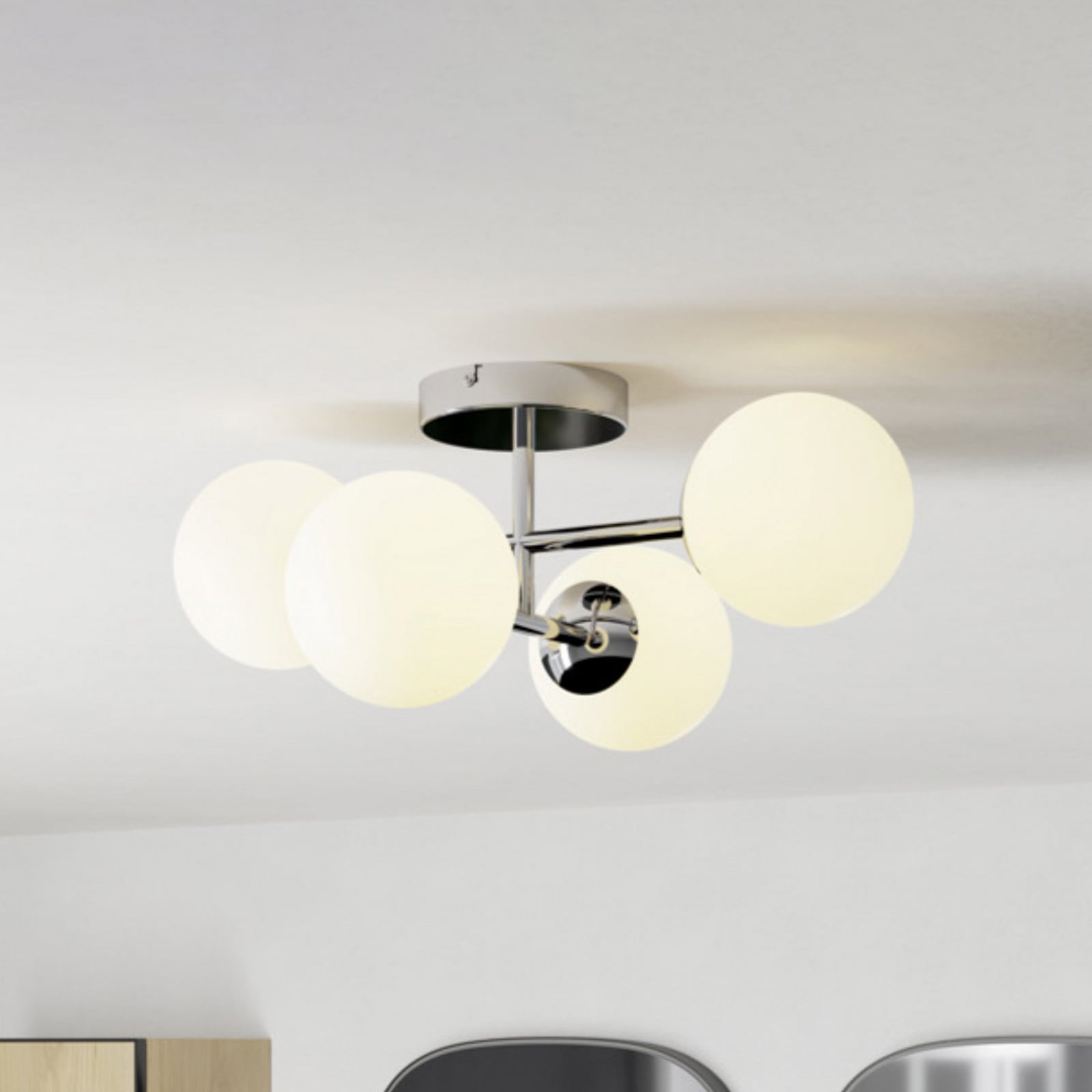 EGLO Deckenlampe CASTROVIDO, chrom, 48 cm 4-flg. IP44 G9-LED