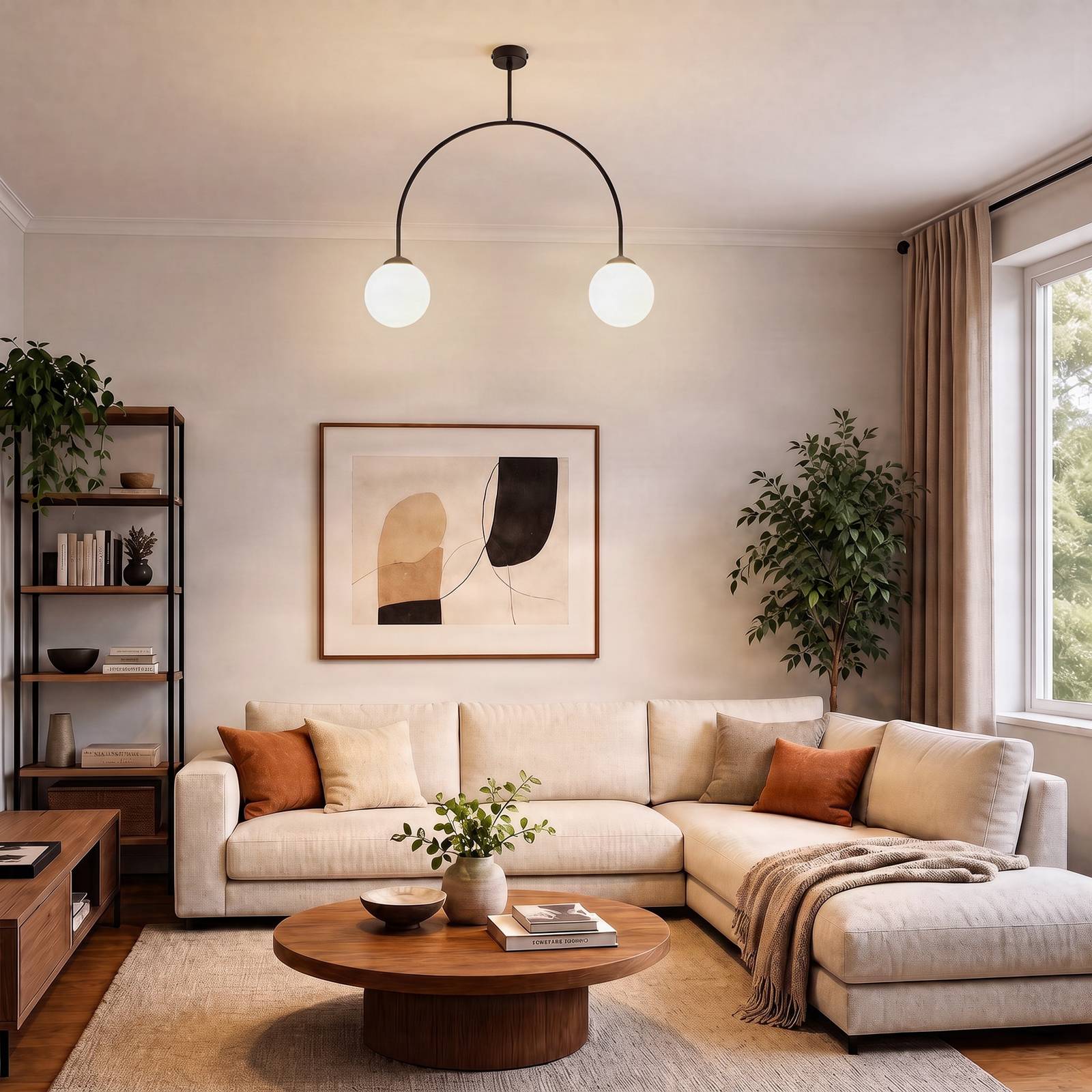 Milagro Lighting Plafondlamp Archie, zwart, lengte 68 cm, metaal, 2-lamps.