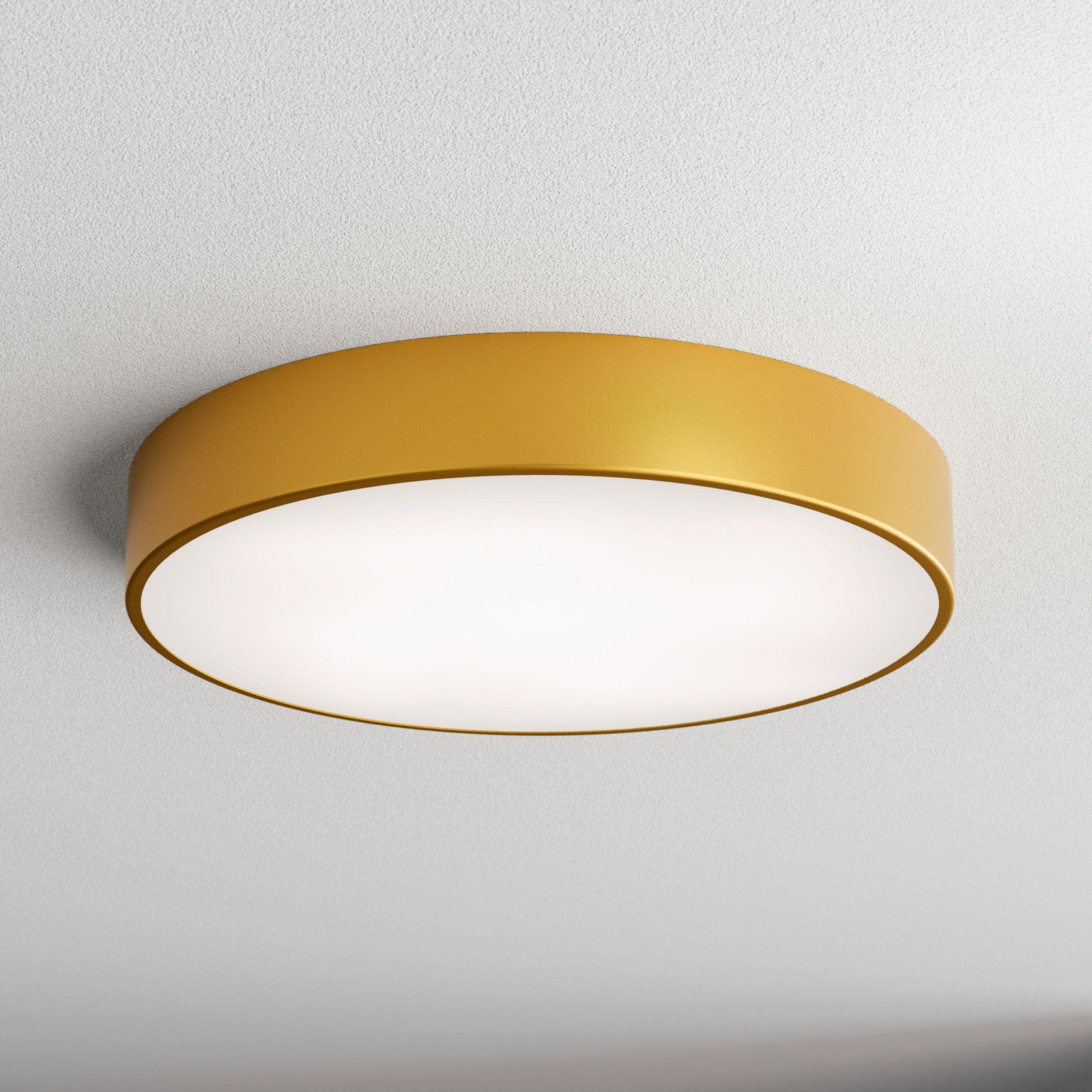 Cleo loftslampe, guldfarvet, Ø 50 cm, metal, IP54