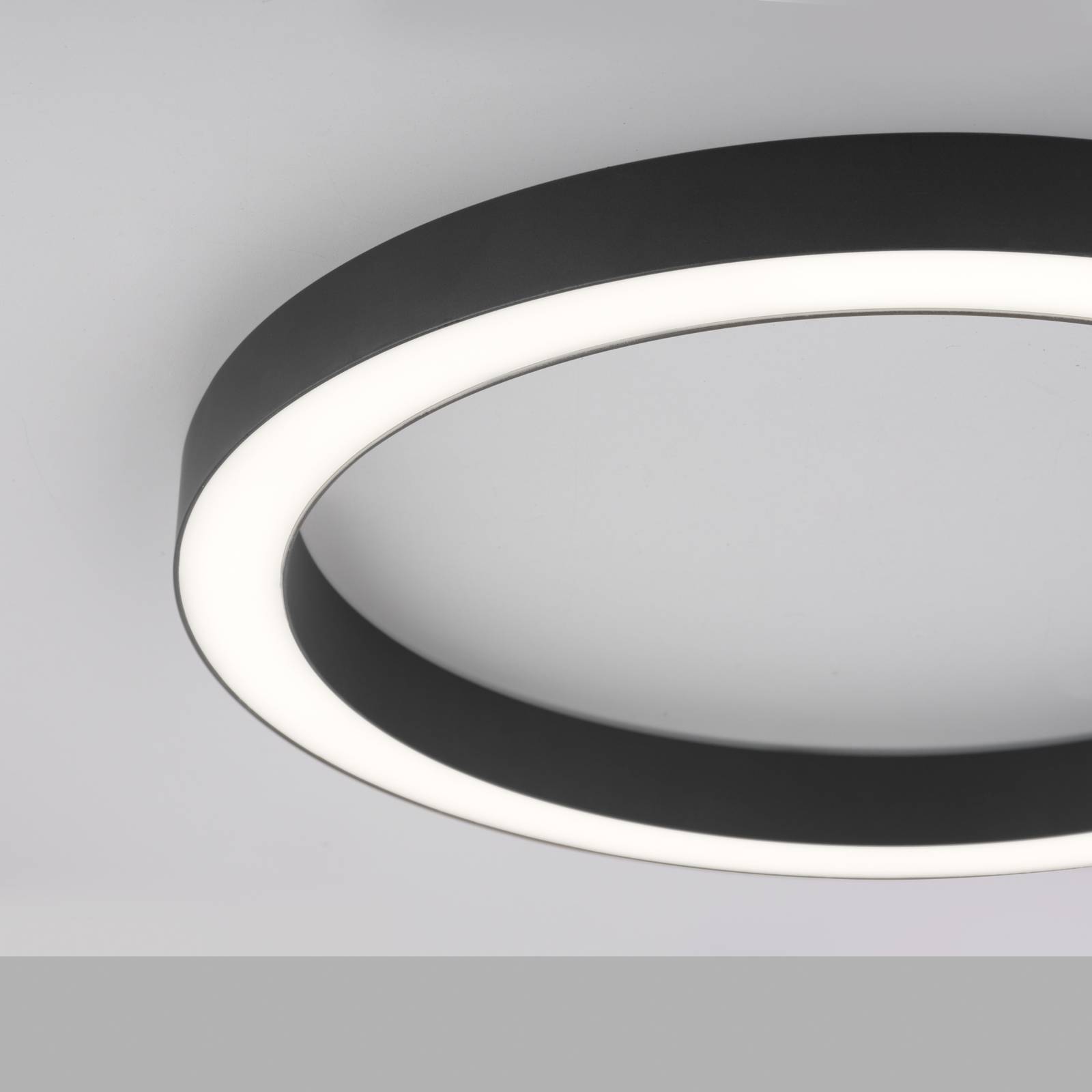 Lampa sufitowa LED PURE Lines, Ø 50 cm, antracyt, CCT, pilot