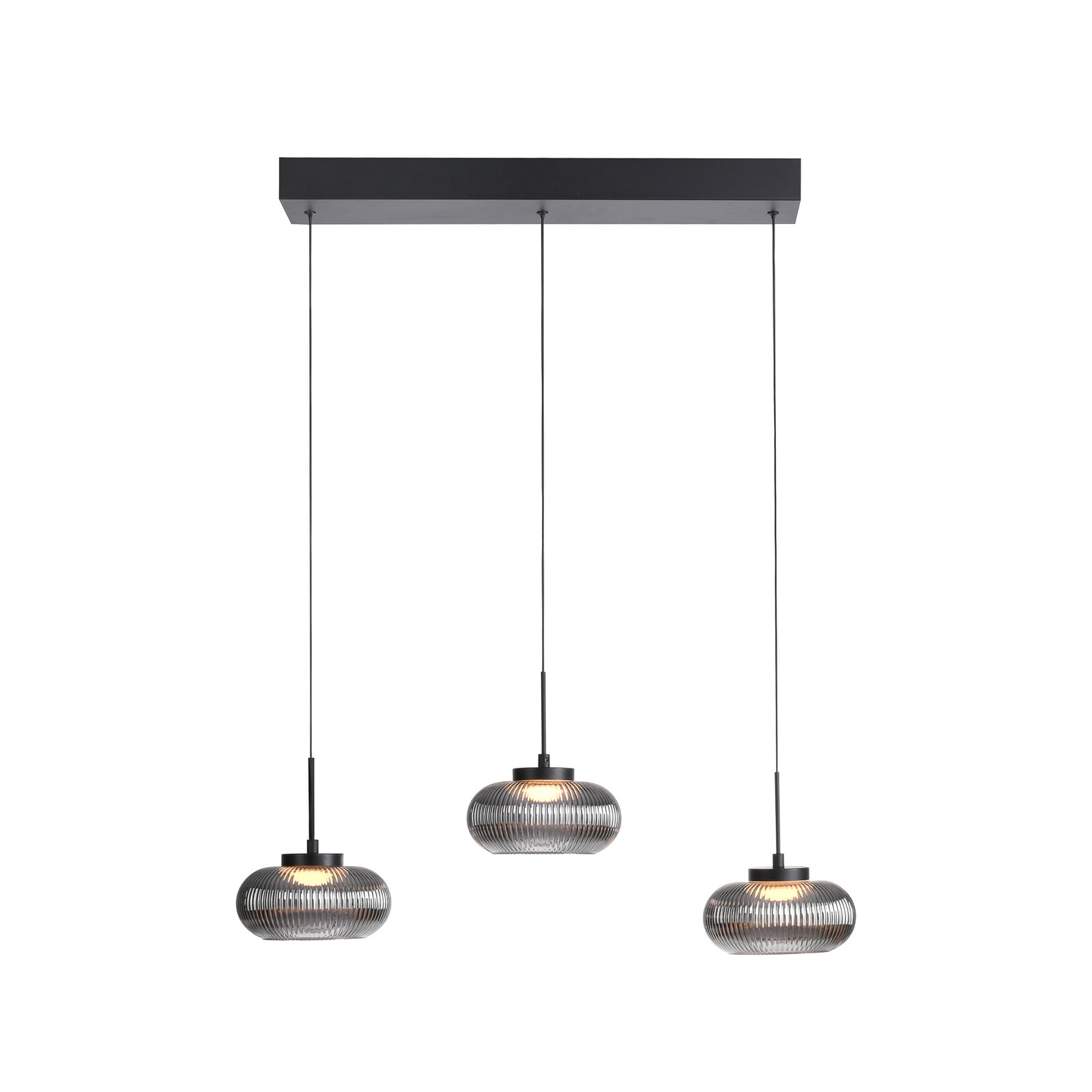 Lámpara colgante LED Noctis, 3 luces, gris ahumado, cristal, atenuable, 3.000 K