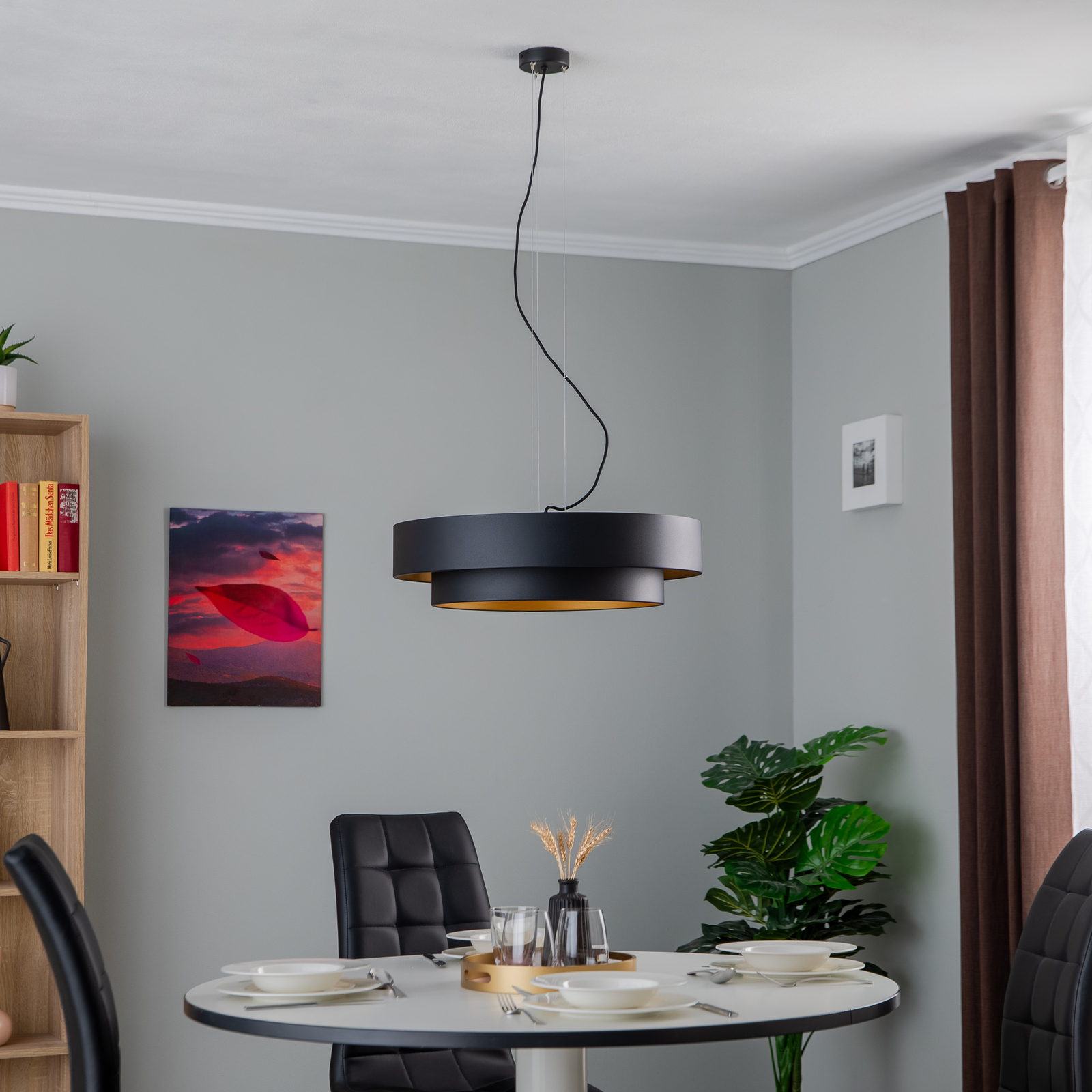 Lampa wisząca Fredik, Ø 60cm, czarna/złota