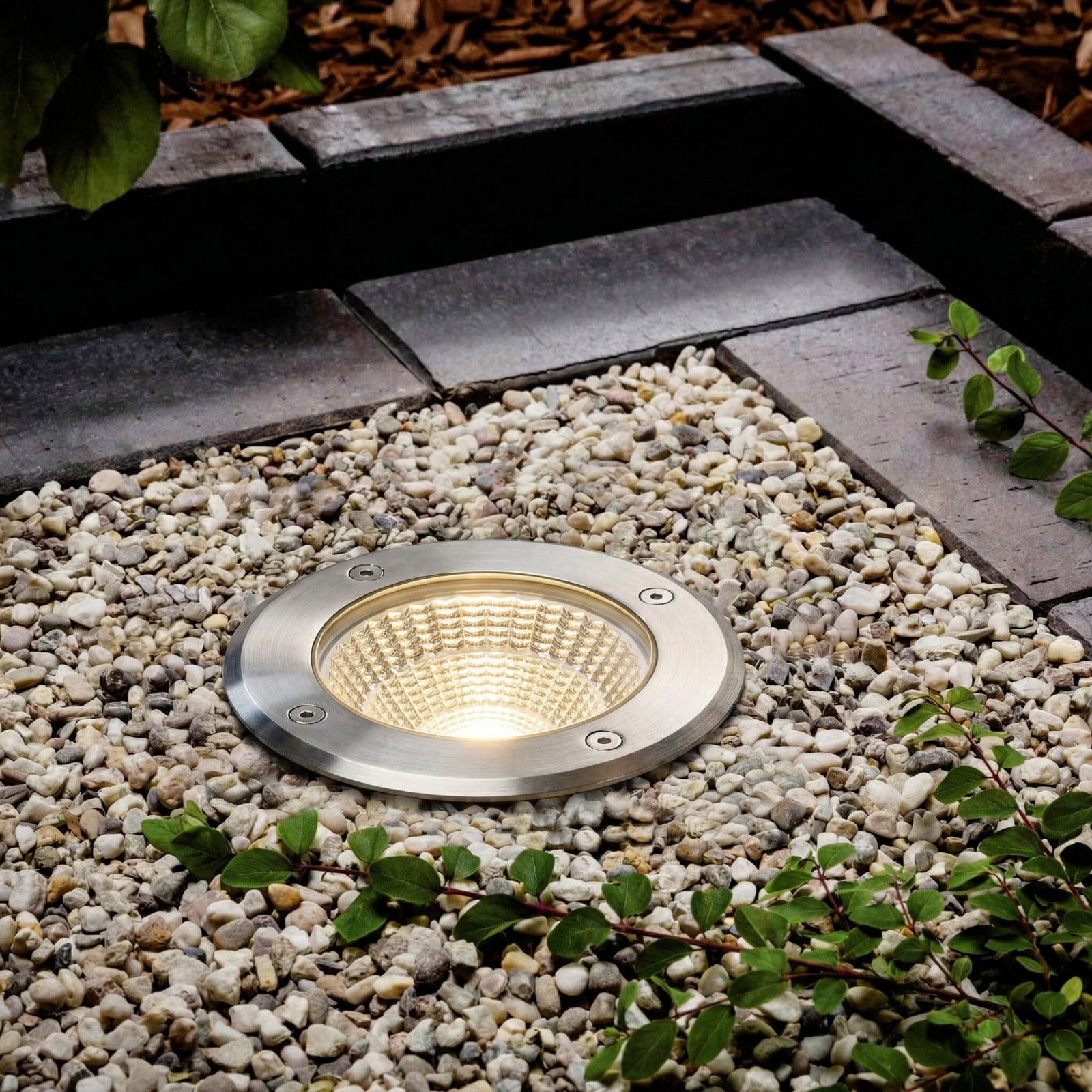 Arcchio LED bodové svietidlo na zapustenie do podlahy Thentos, Ø 12 cm, 60°,