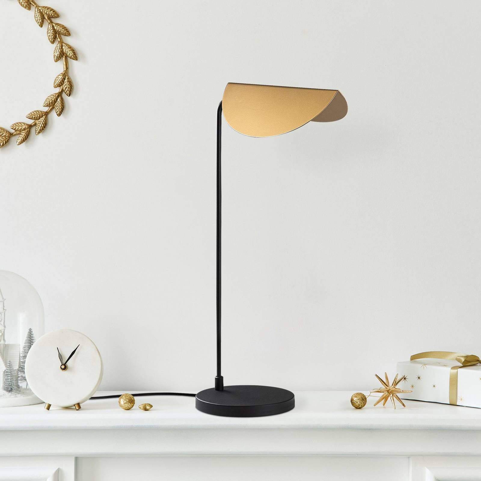 Tischleuchte Corner, schwarz/gold, Höhe 57 cm, E14 günstig online kaufen