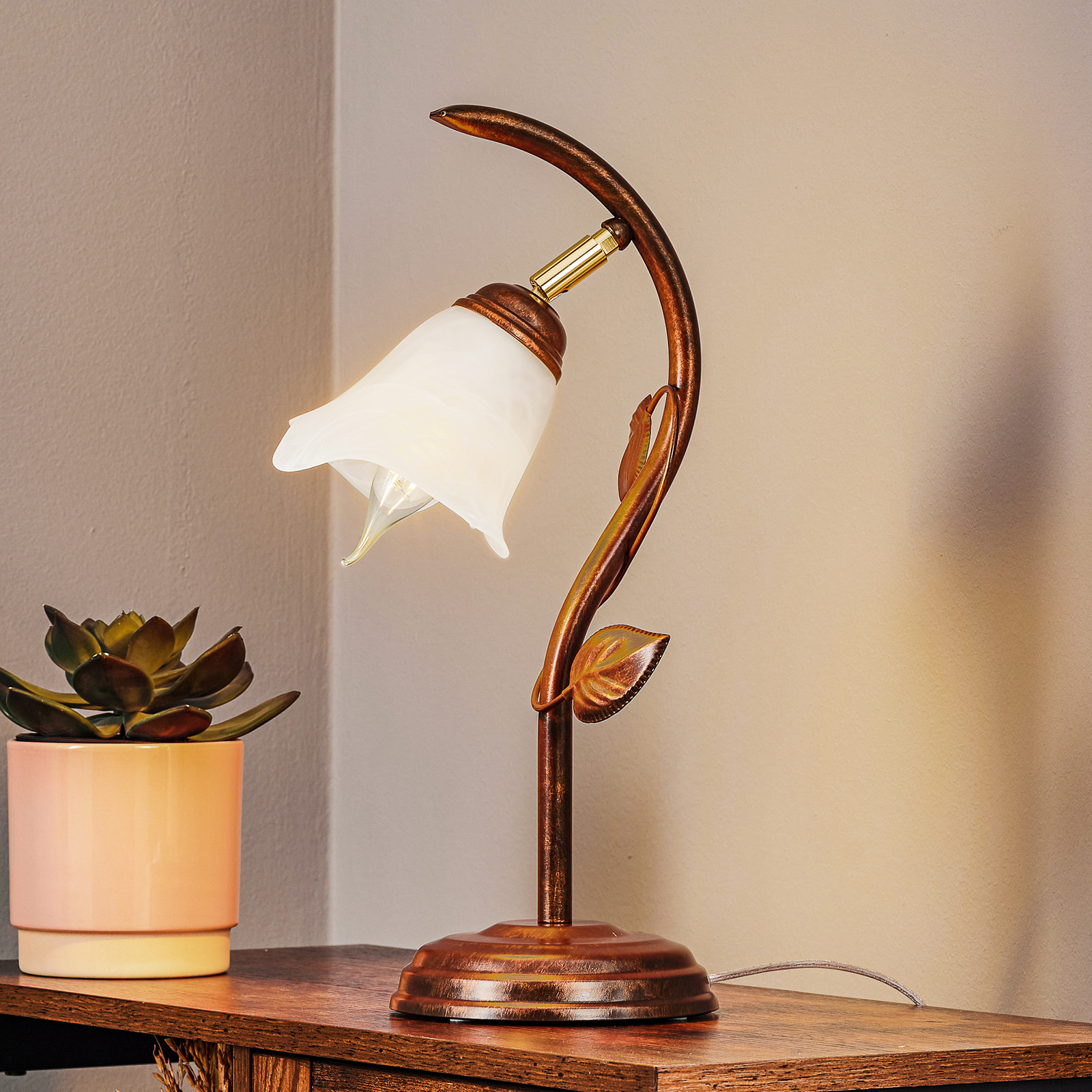 Lámpara mesa Siena, diseño florentino, alto 40 cm