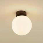 Lucande Bidolo ceiling lamp, black, glass, Ø 15 cm, IP44