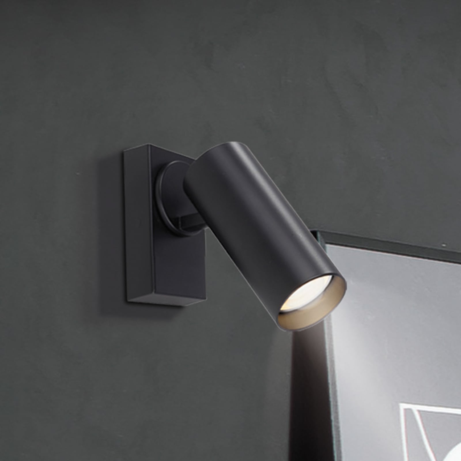 Spot mural RIK, noir, à 1 lampe, 20 cm, métal, GU10 LED