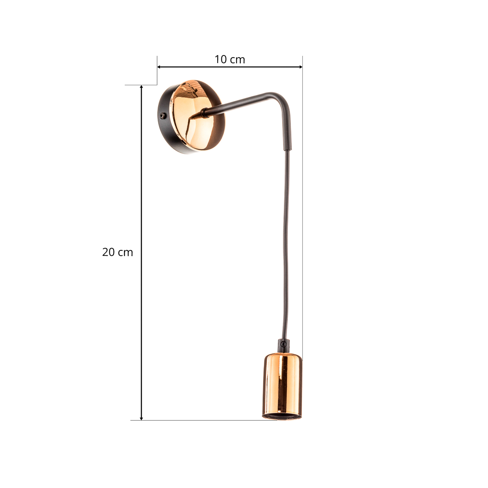 Wandlamp Spark K1 in zwart en koper