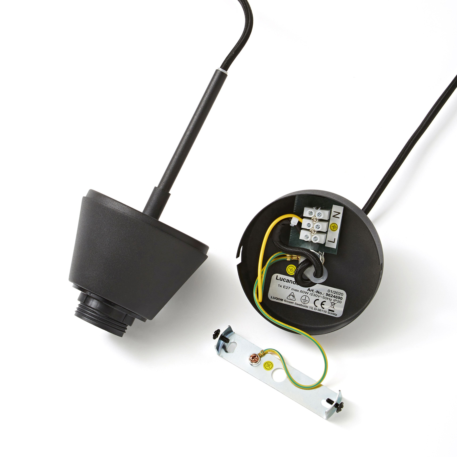Lucande Archilleas hanglamp, zwart-goud