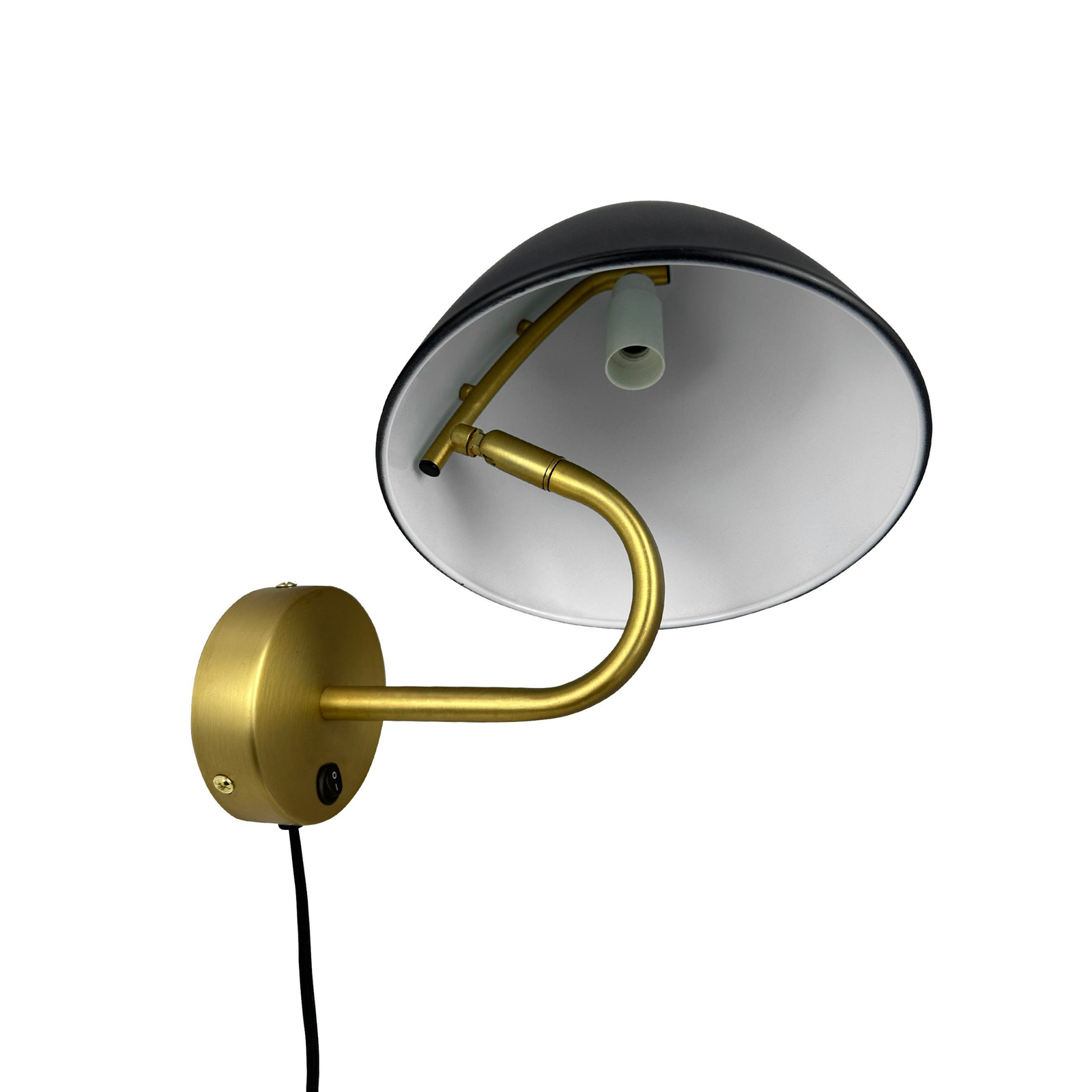 Dyberg Larsen wall lamp Oulu, black/brass, Ø 20.3 cm