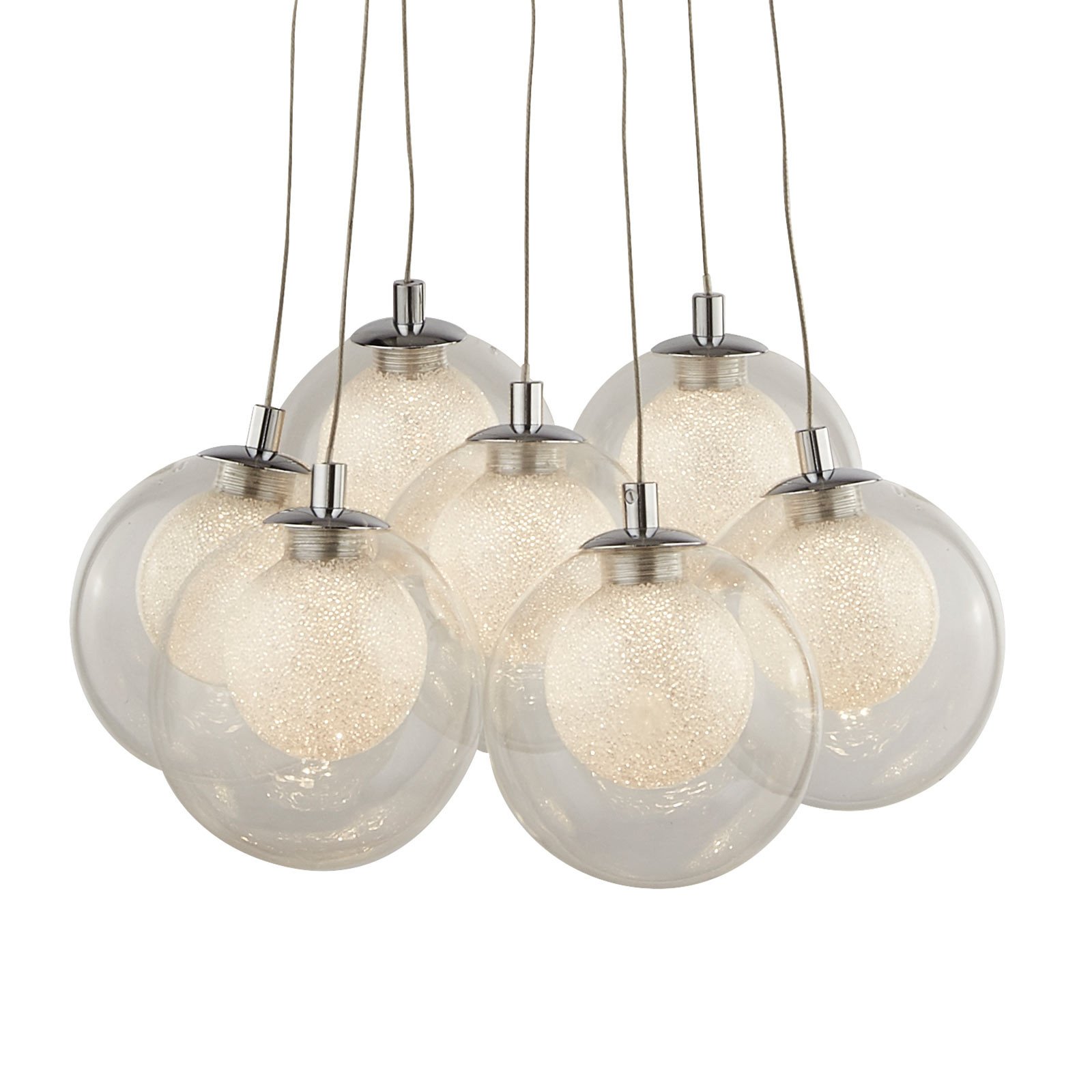 Searchlight Lampă suspendată LED Cluster 7 becuri - Camera de zi / sufragerie - modern - crom transparent sablat cu nisip - Sticlă