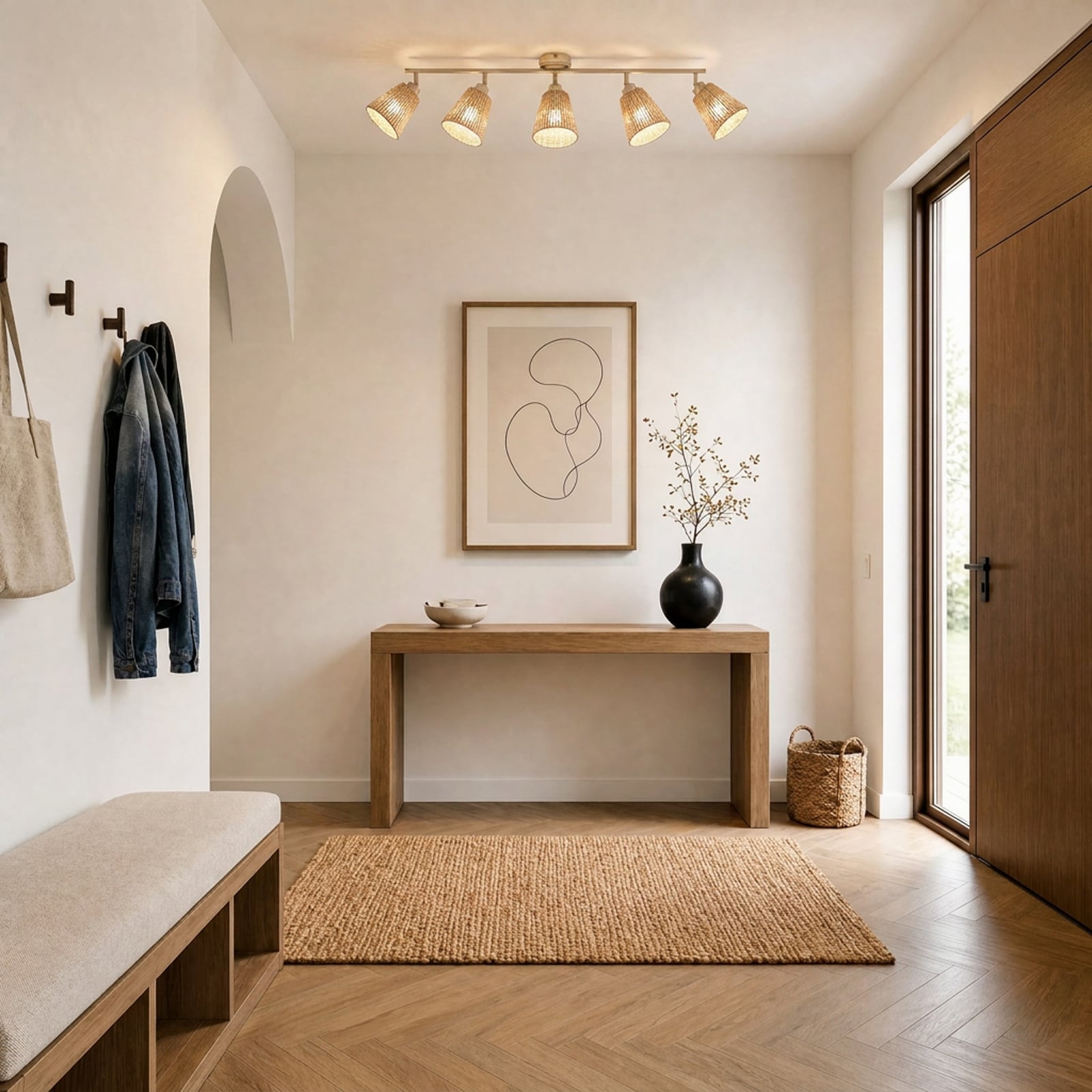 Downlight Lindby Anuva, 86 cm, 5 luces, beige, papel Downlight Lindby Anuva, 86 cm, 5 luces, beige, papel