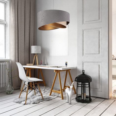 Lampada a sospensione Vivien, grigio/beige/oro