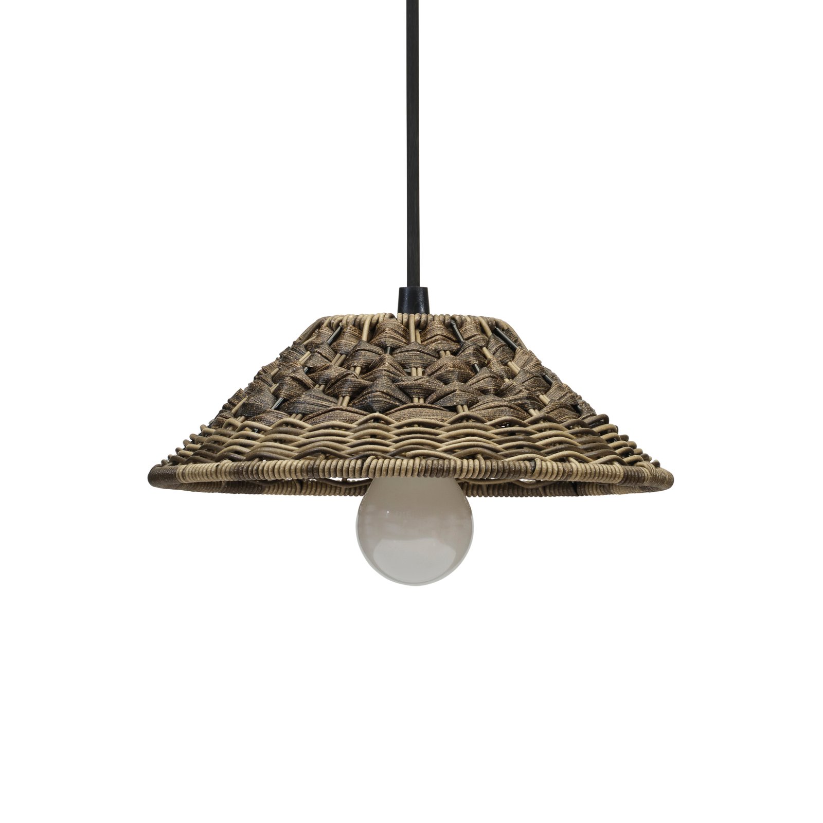 PR Home hanging light Lisen, rattan look, brown, Ø 27 cm