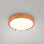 LED ceiling light Iseo, wood-coloured, Ø 40 cm, dimmable, wood