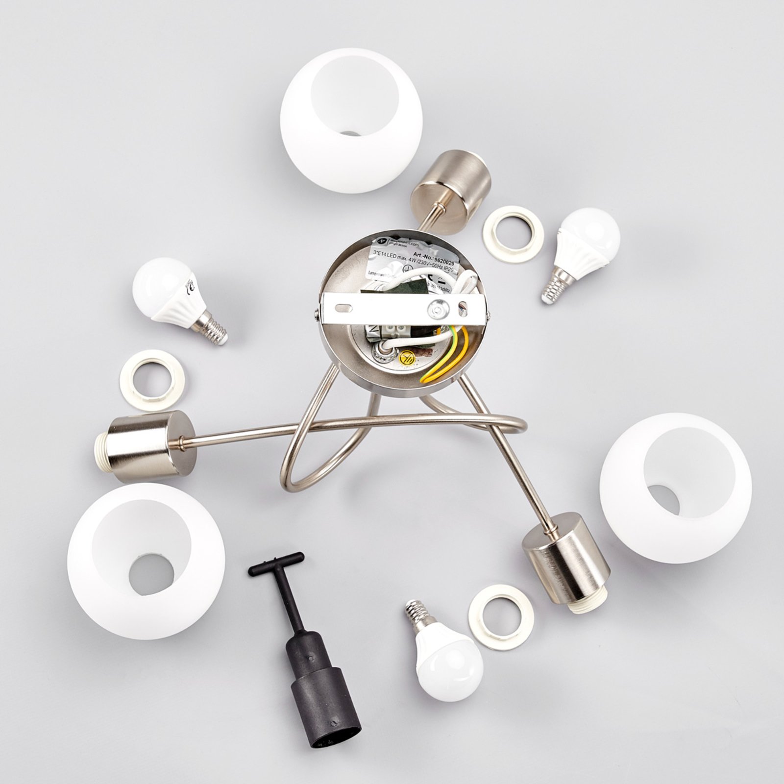 Elaina 3 Deckenleuchte Nickel/Opal - Lindby