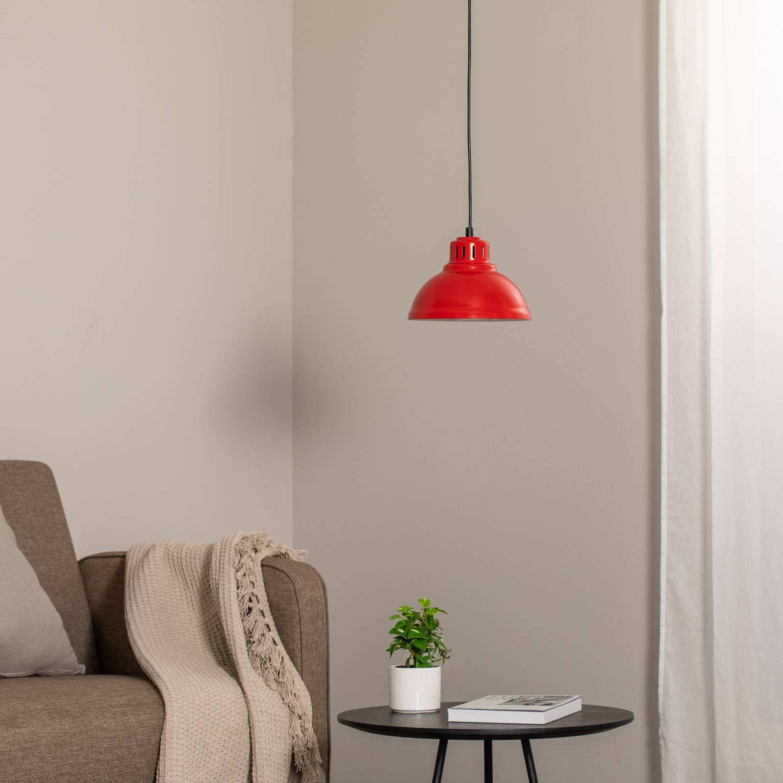 Lampa wisząca Sven, 1-punktowa, czerwona, stal, E27