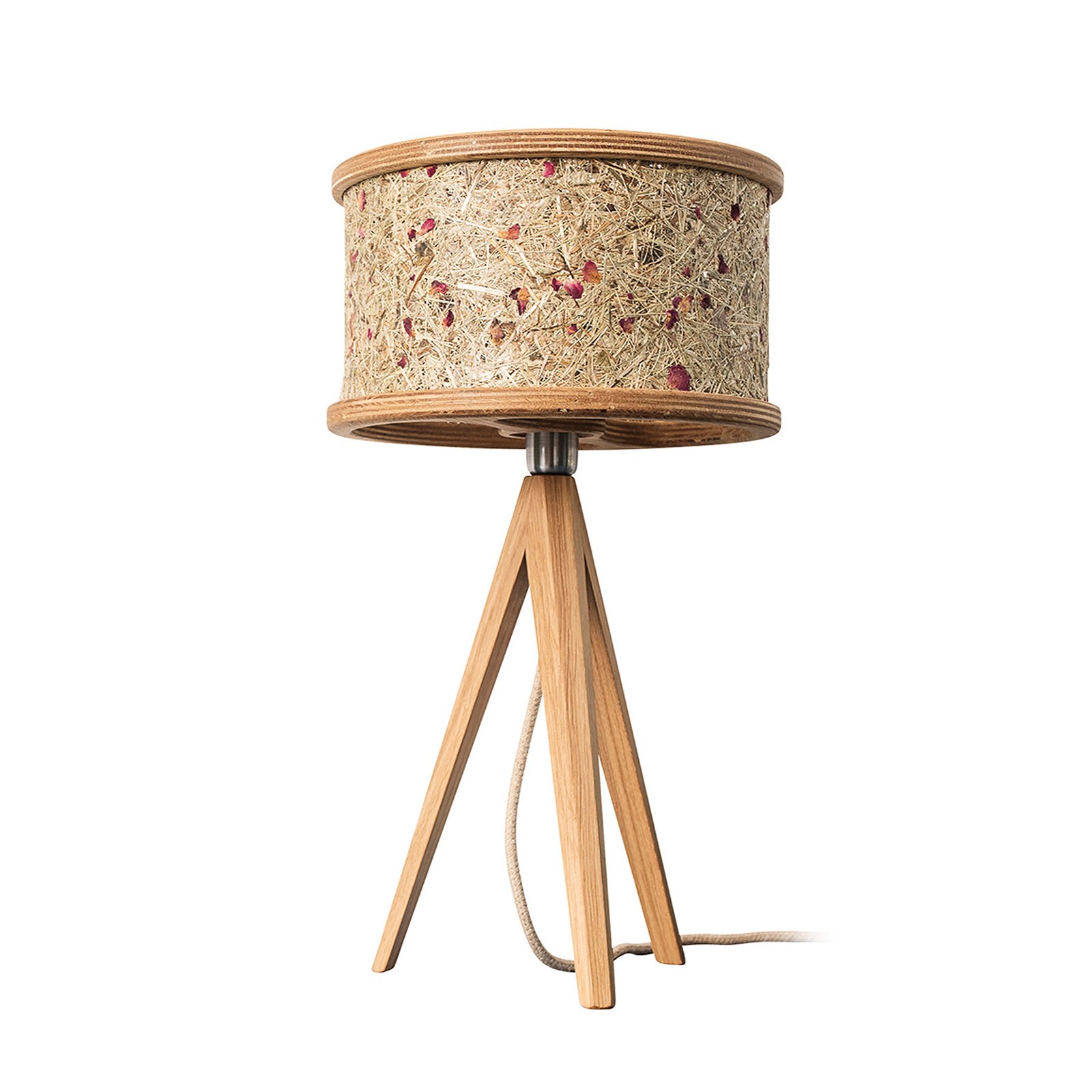 ALMUT 2610 table lamp, hay with red rose blossoms