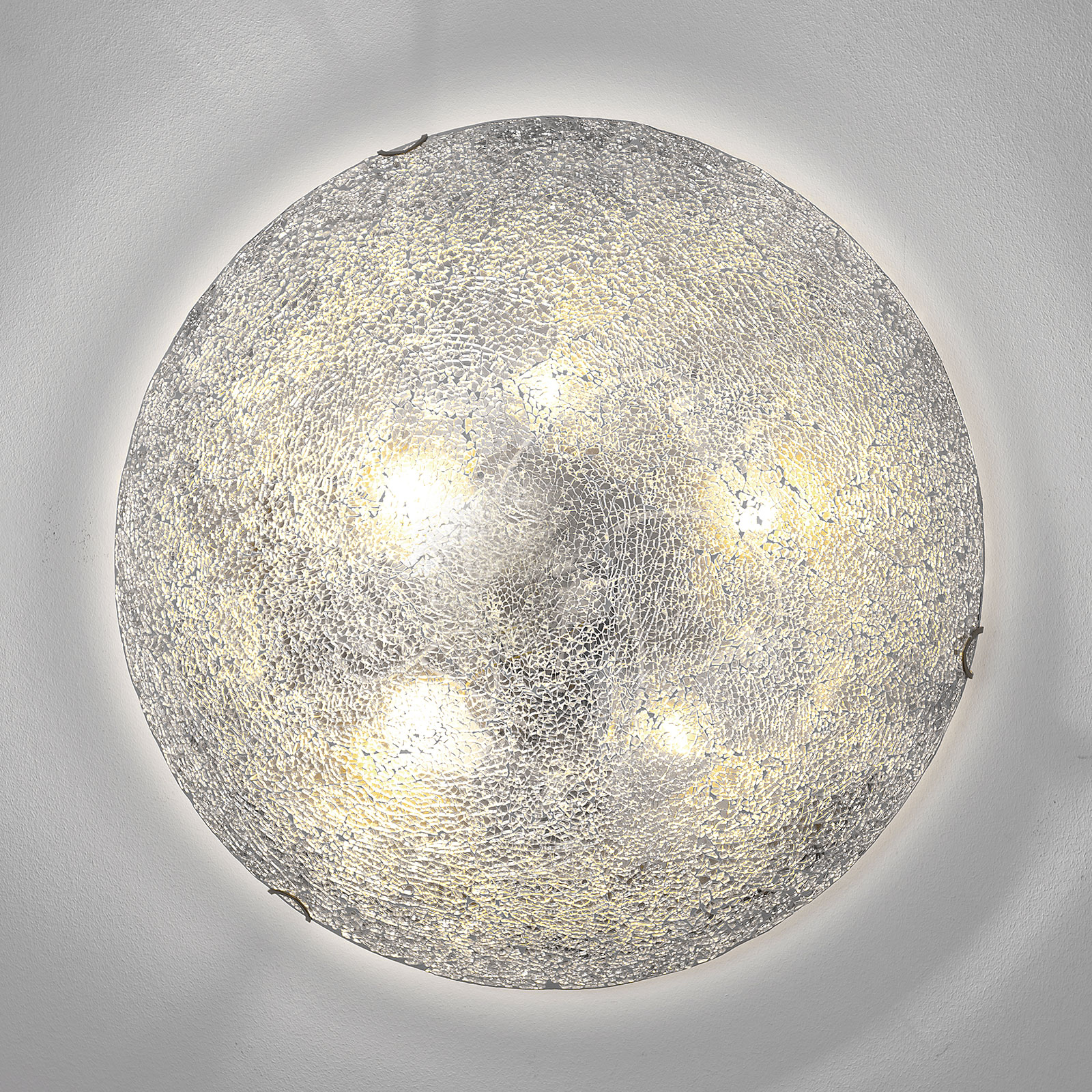 J. Holländer Narziso ceiling light, Ø 55 cm, silver, for Living / Dining Room, glass, E27, 20 W, energy efficiency: A++, H: 15 cm