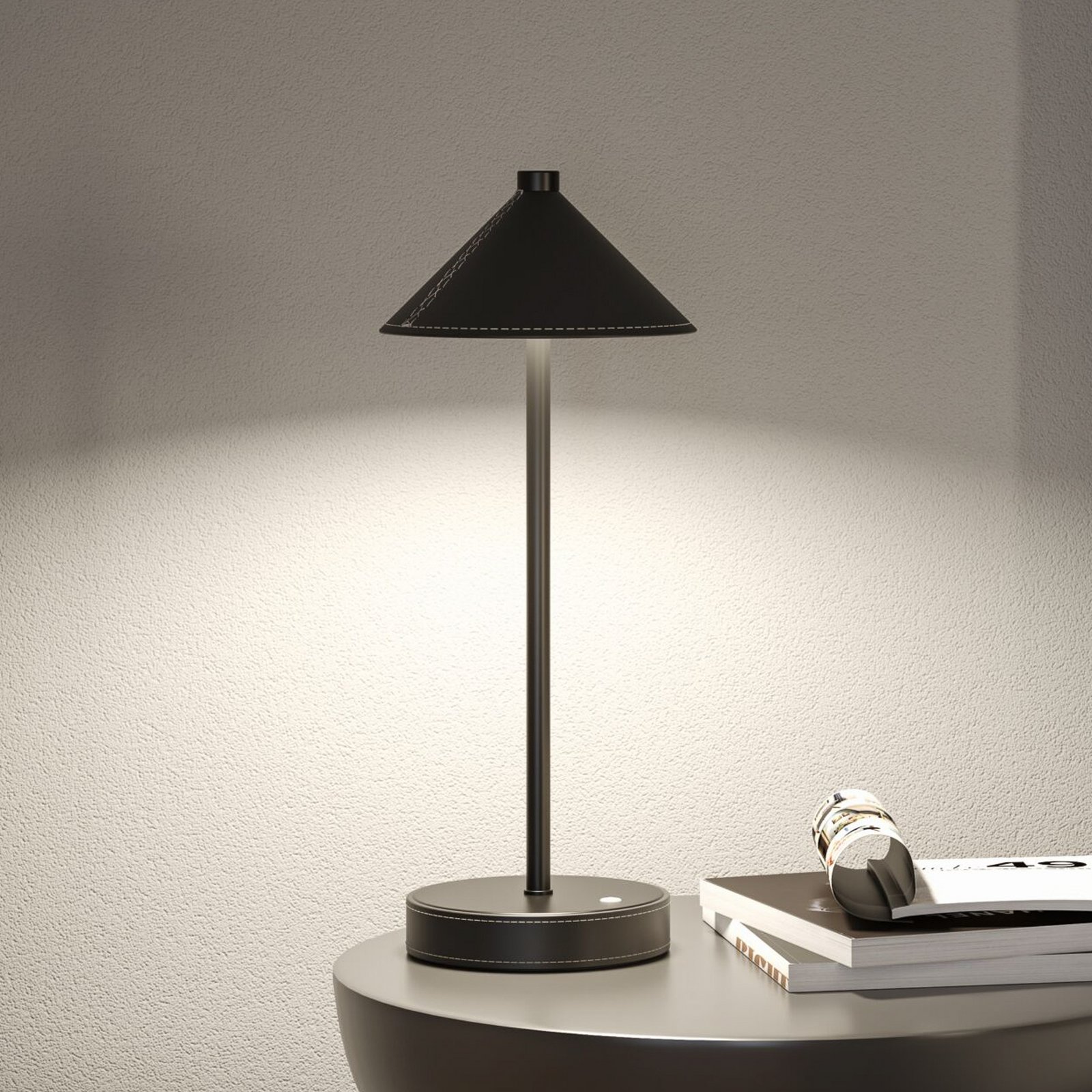 Lampa de masă cu LED și baterie Paulmann Pellini, negru 37 cm dimabil CCT