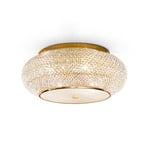 Ideal Lux Pasha ceiling light, gold-coloured, crystal, Ø 55 cm