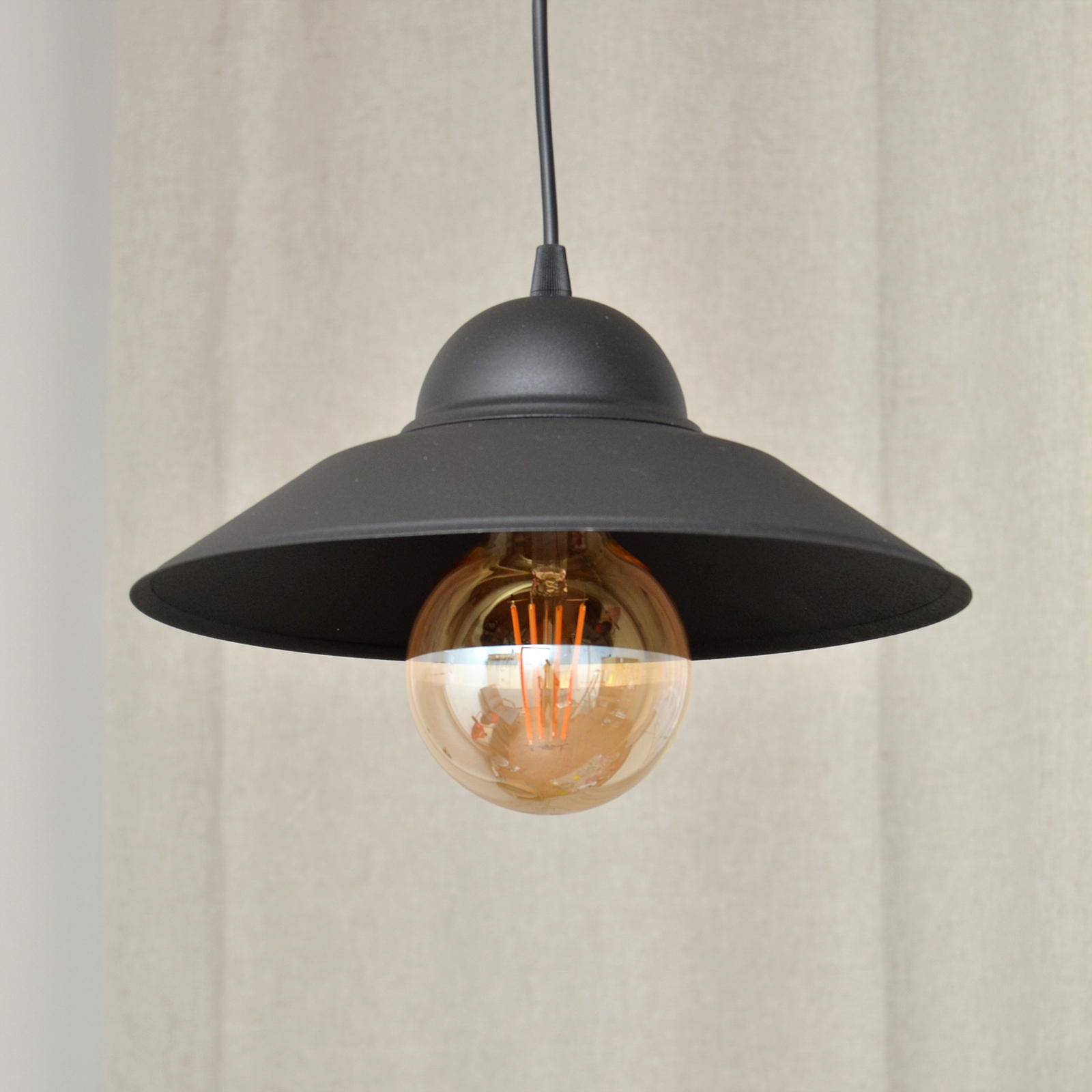 Hanglamp Sorapis, zwart, metaal, Ø 27,5 cm