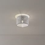 Goza ceiling light, black patterned, fabric, Ø 30 cm