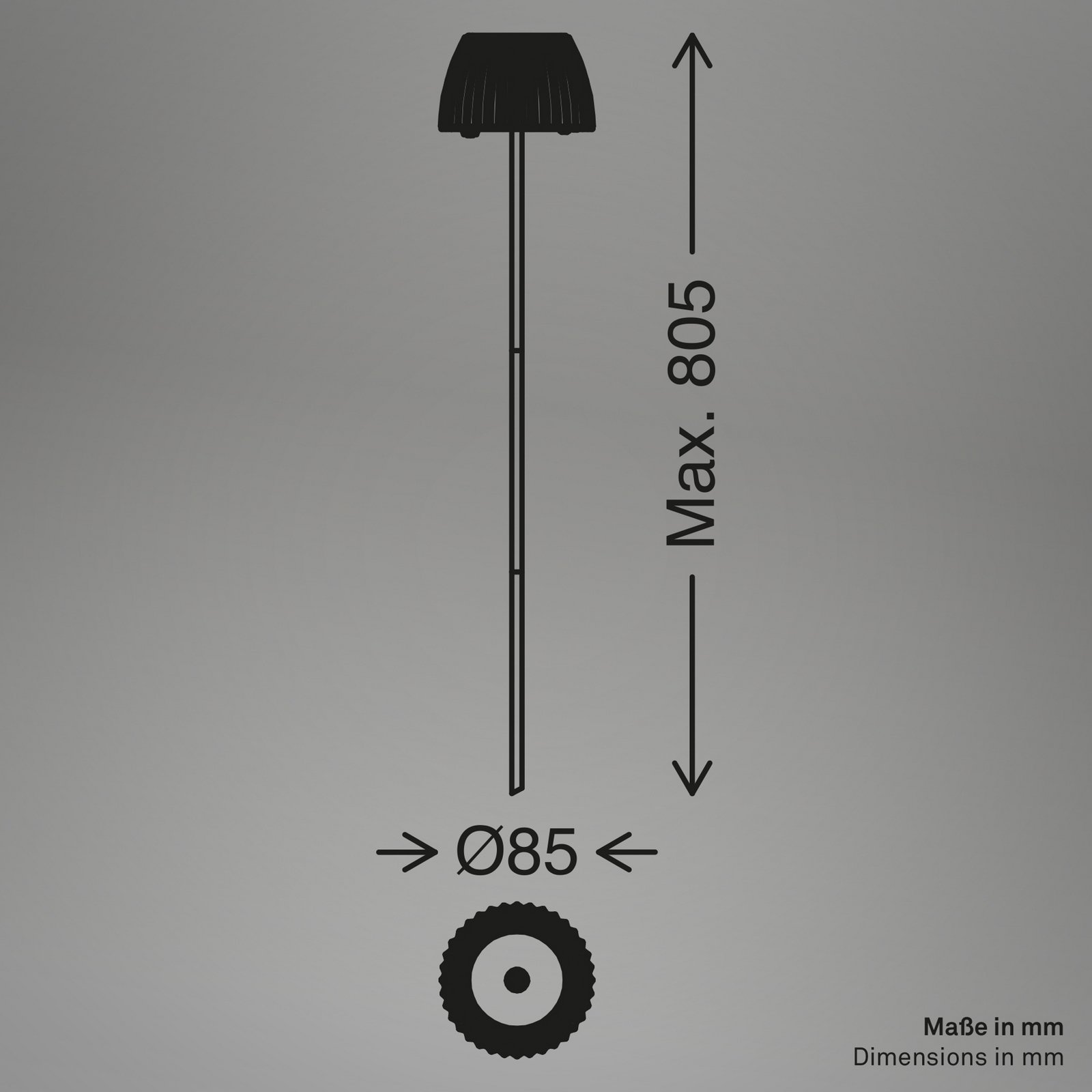 Luz LED recarregável com estaca RIFFLE MINI, antracite Ø 9 cm, IP44