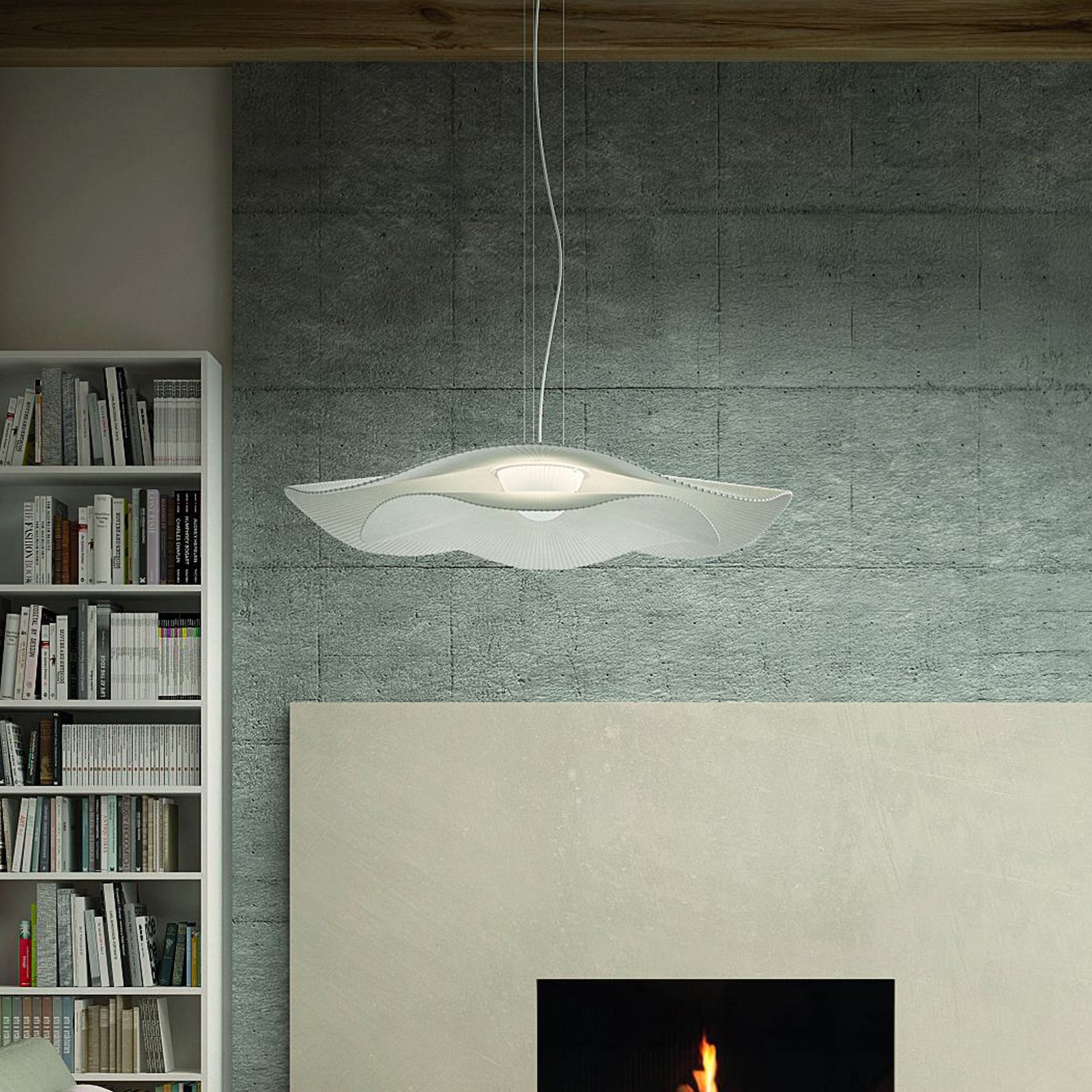 Candeeiro suspenso LED Mediterránia S/105.2 da Bover, branco/creme